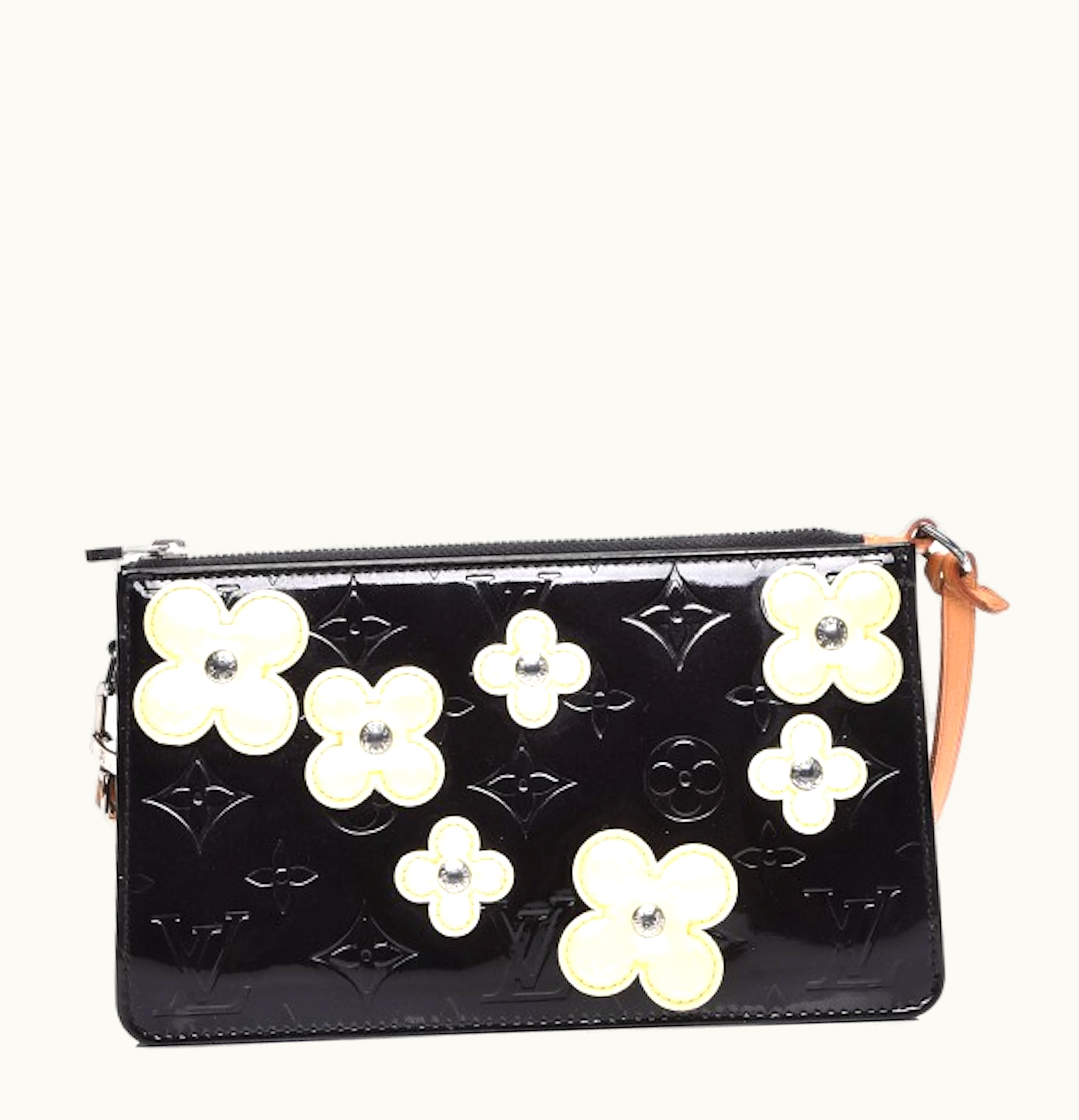 Louis Vuitton Louis Vuitton Pochette Lexington Fleurs Monogram Vernis Patent Leather Noir Black