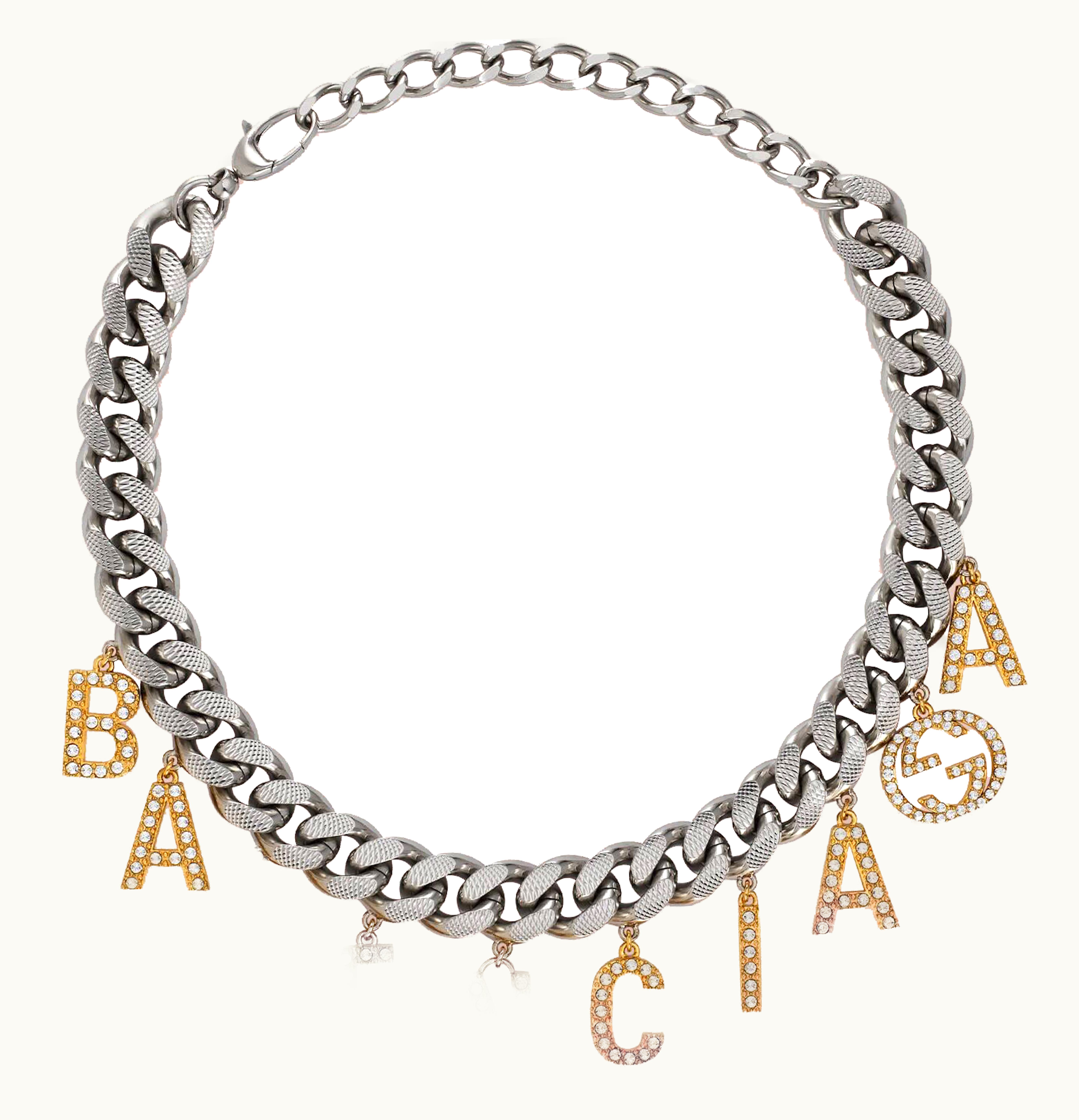 Gucci Gucci x Balenciaga The Hacker Project Choker with Balenciaga Script Gold Silver