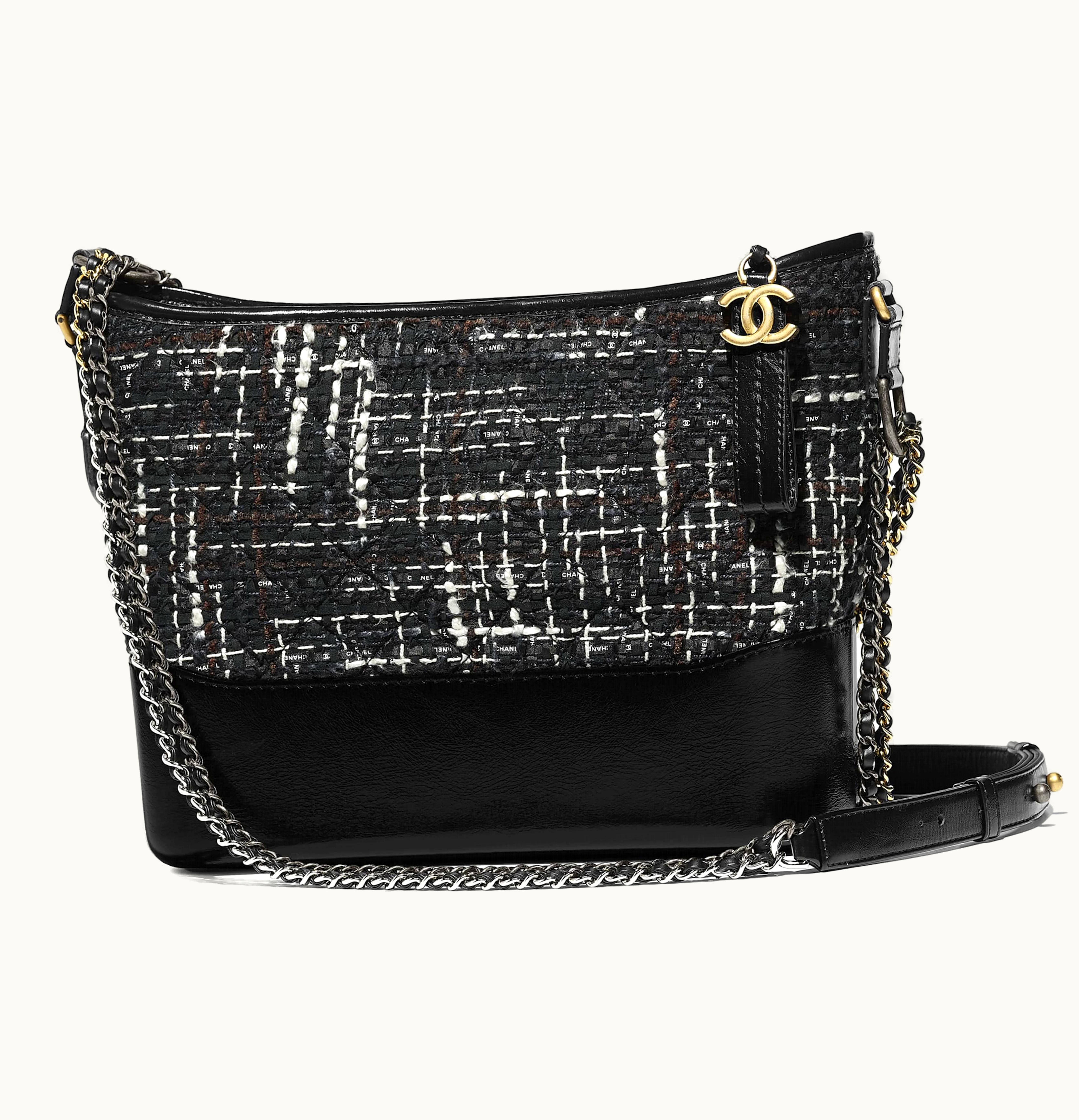 Chanel Chanel Gabrielle Hobo Bag Tweed Silver Gold tone Black Multicolor