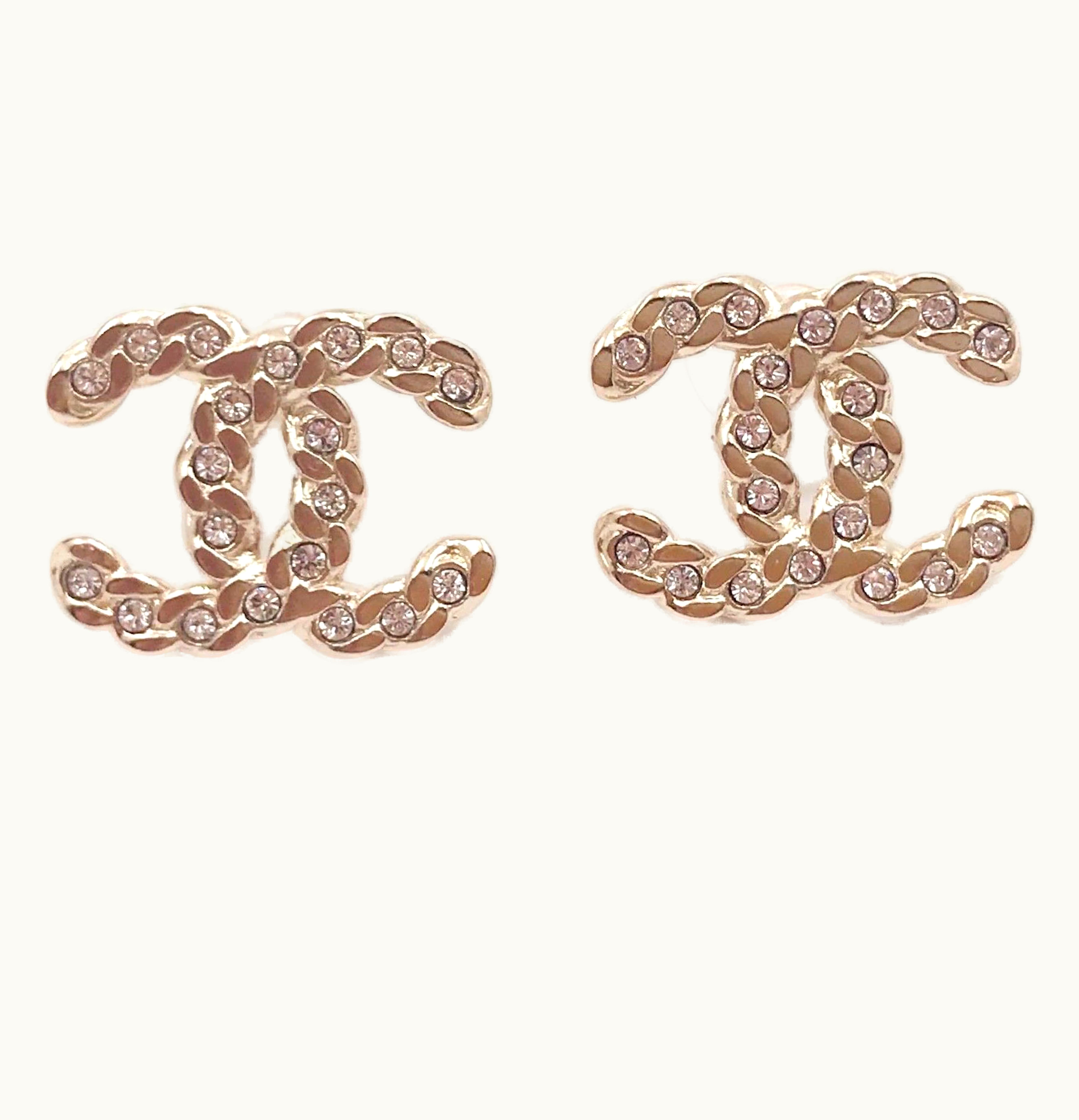 Chanel Chanel Classic CC Turnlock Crystal Earrings Gold Silver