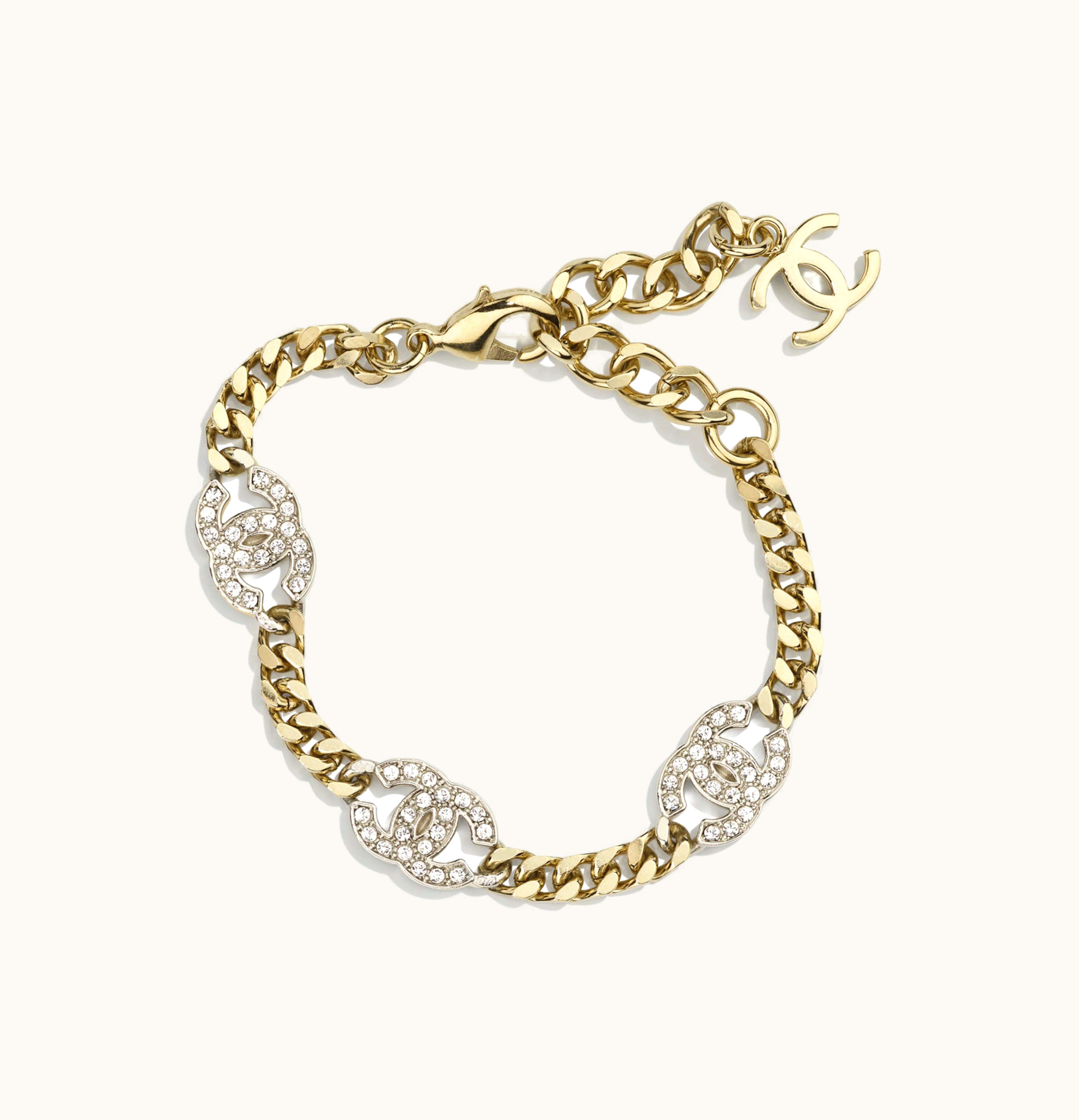 Chanel Chanel Interlocking Bracelet Gold Silver Crystal