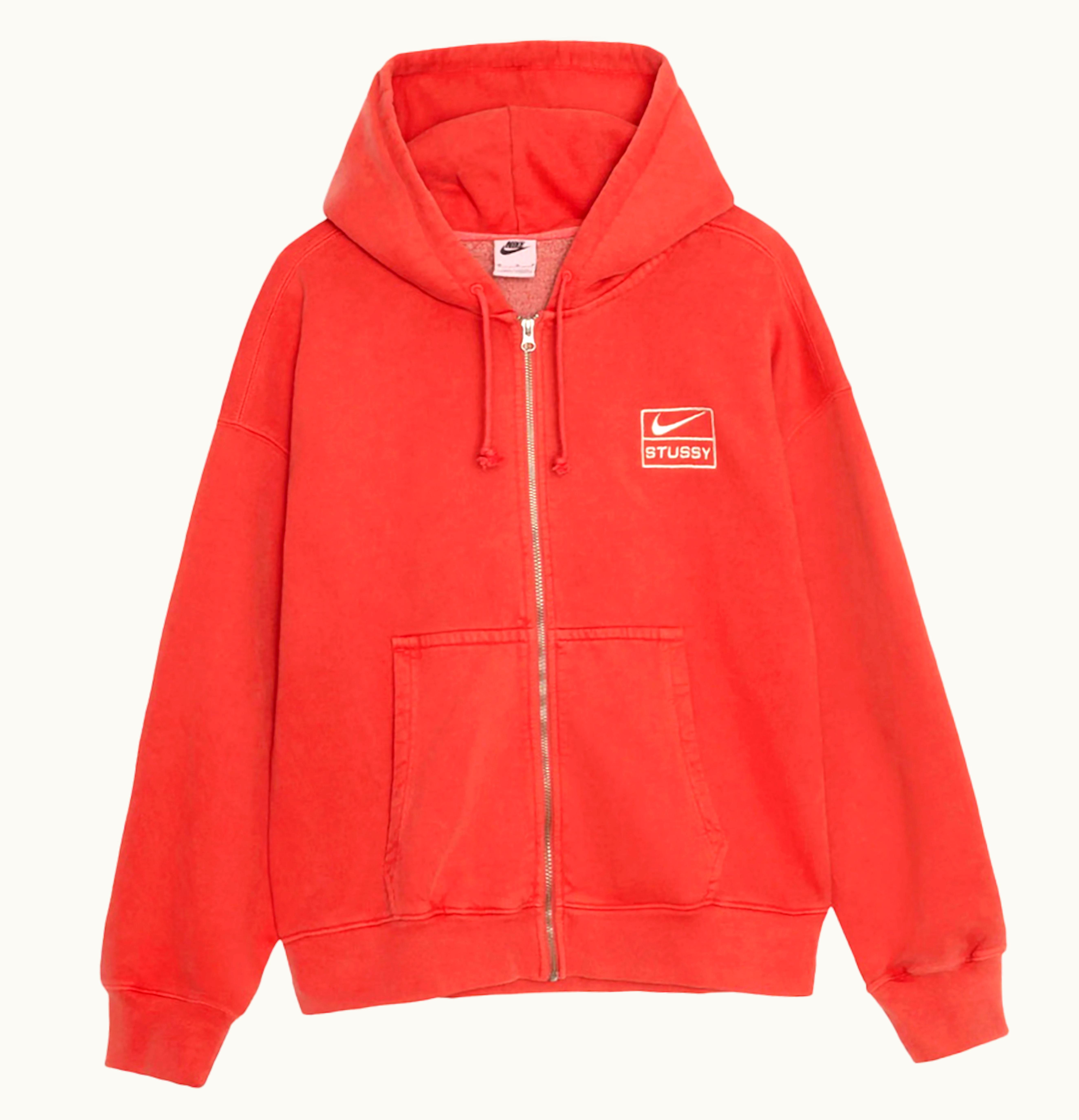 Stussy Stussy X Nike Pigment Dyed Fleece Zip Hoodie Asia Sizing Habanero Red