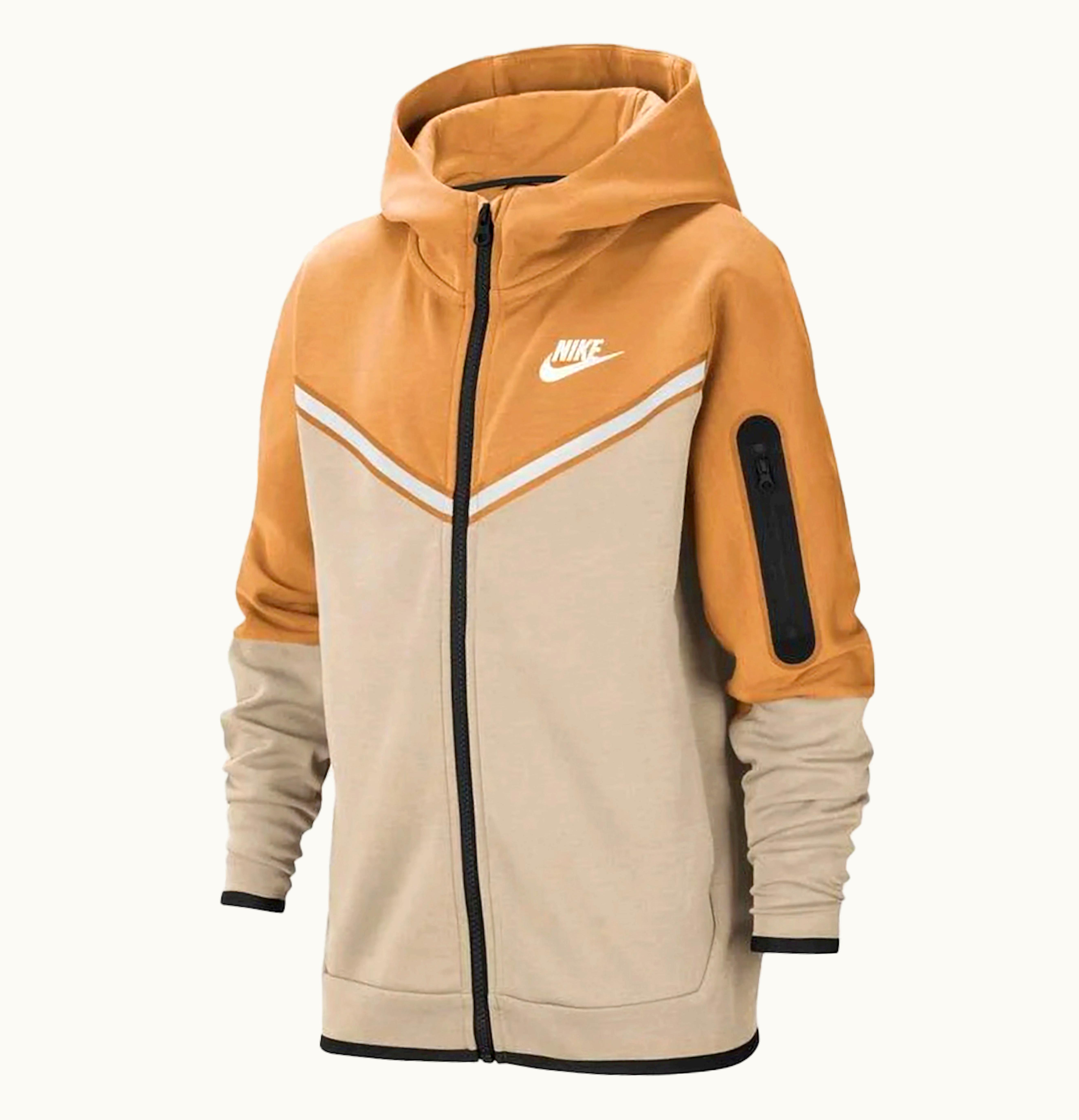 Nike Nike Sportswear Kids Tech Fleece Full Zip Hoodie Yellow Grey