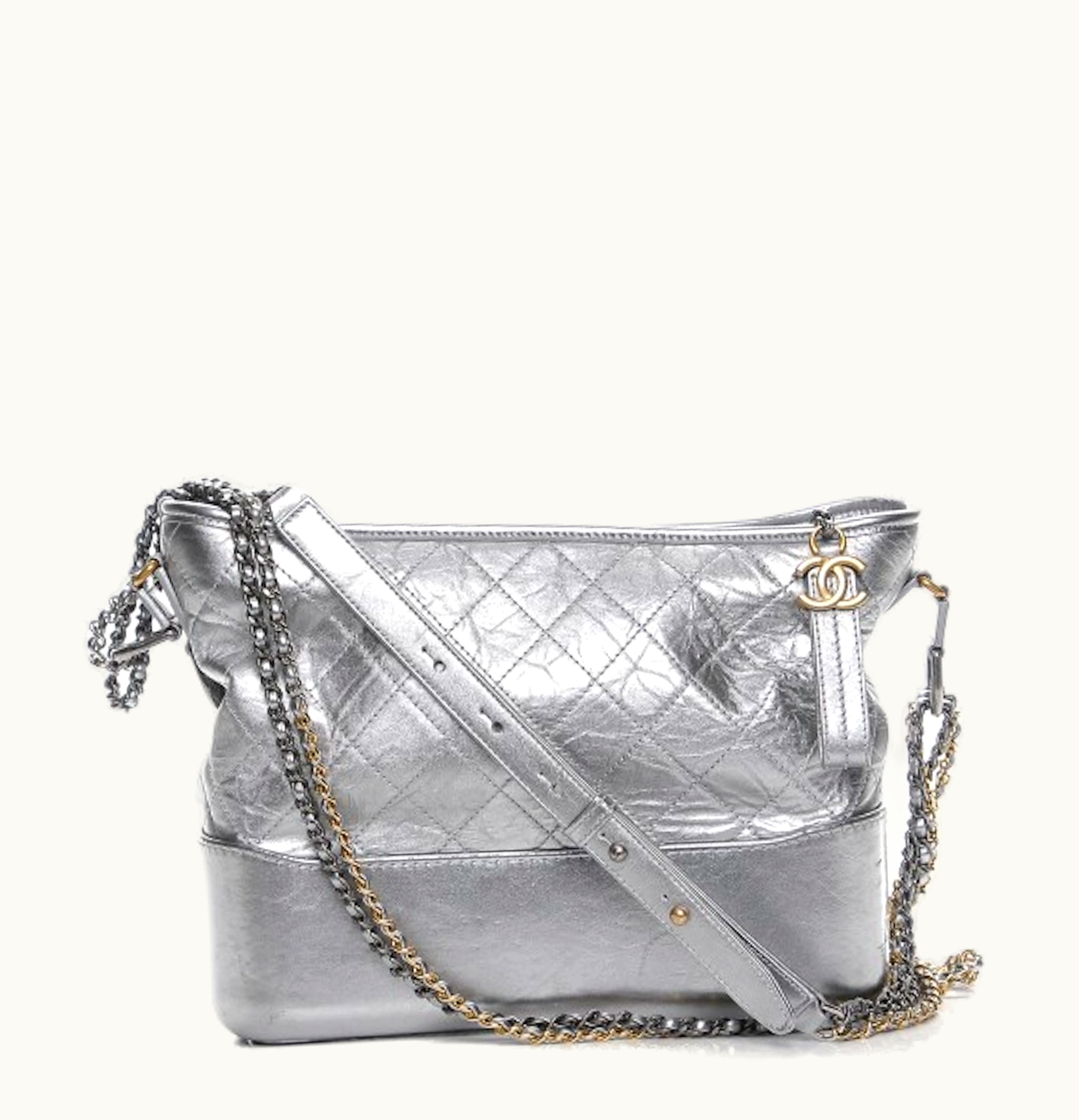 Chanel Chanel Hobo Gabrielle Medium Quilted Aged Metallic Silver