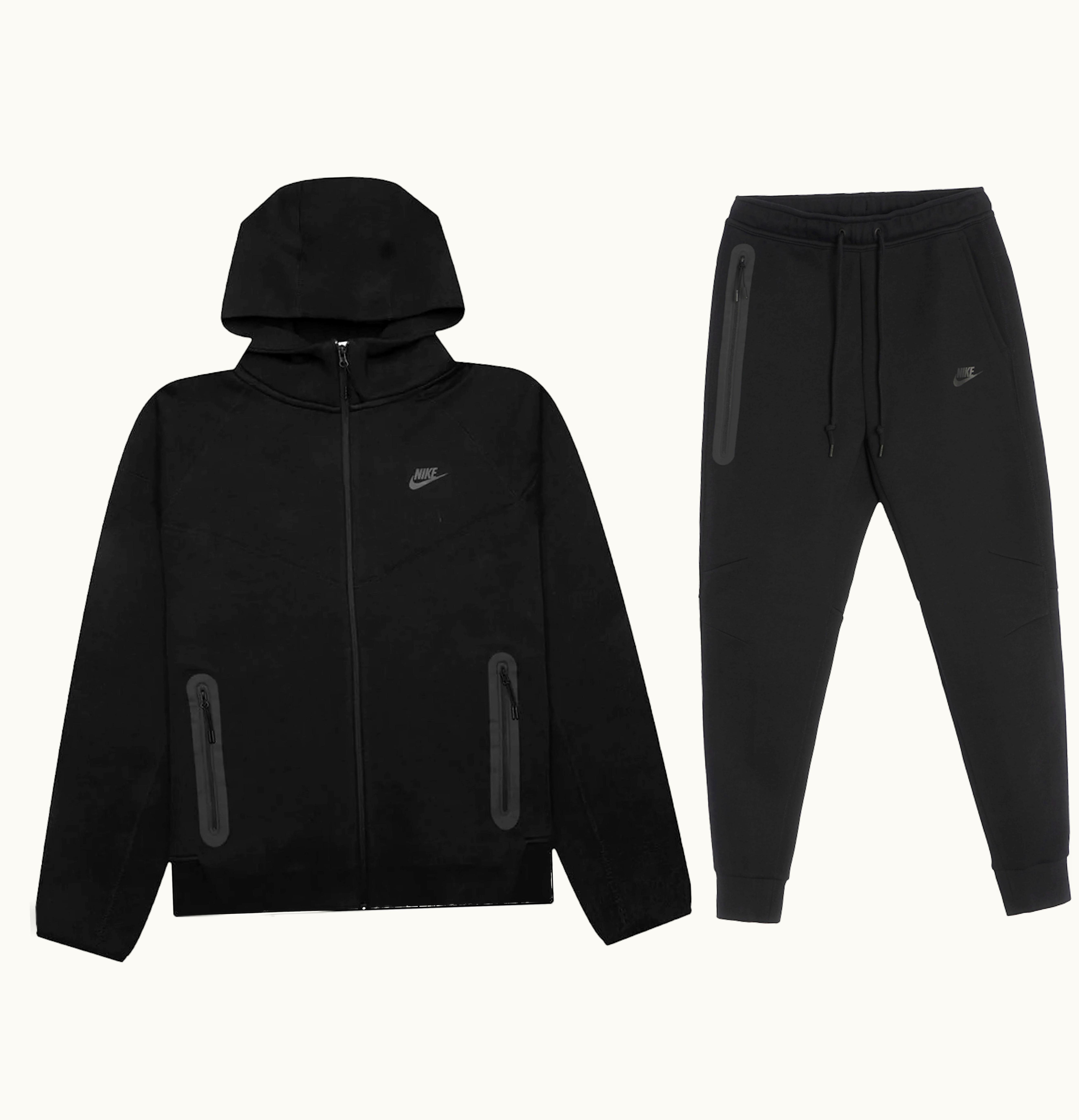 Nike Nike Sportswear Tech Fleece Full Zip Hoodie Joggers Set Black Black