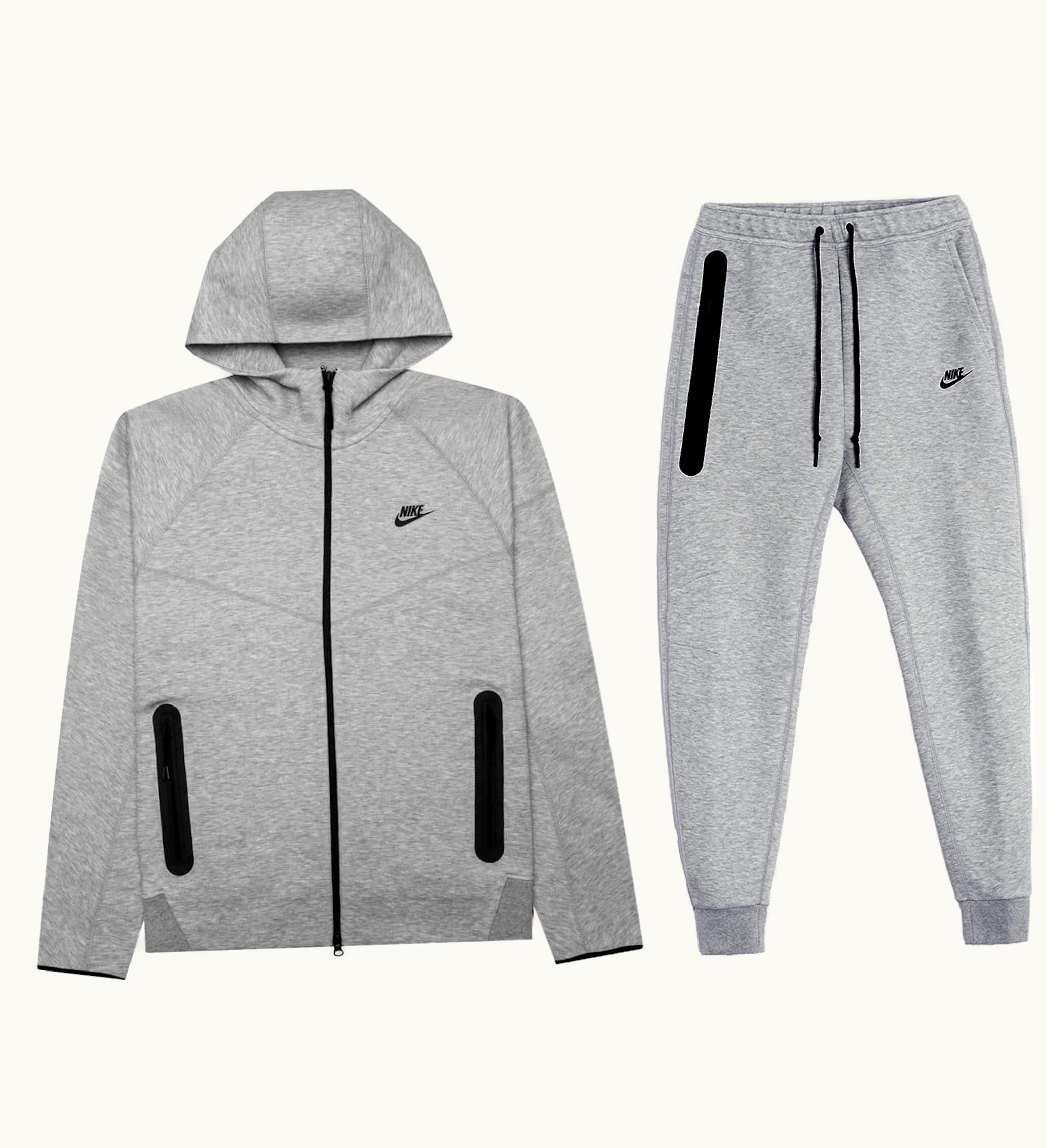 Nike Nike Sportswear Tech Fleece Full Zip Hoodie Joggers Set Dark Heather Grey Black