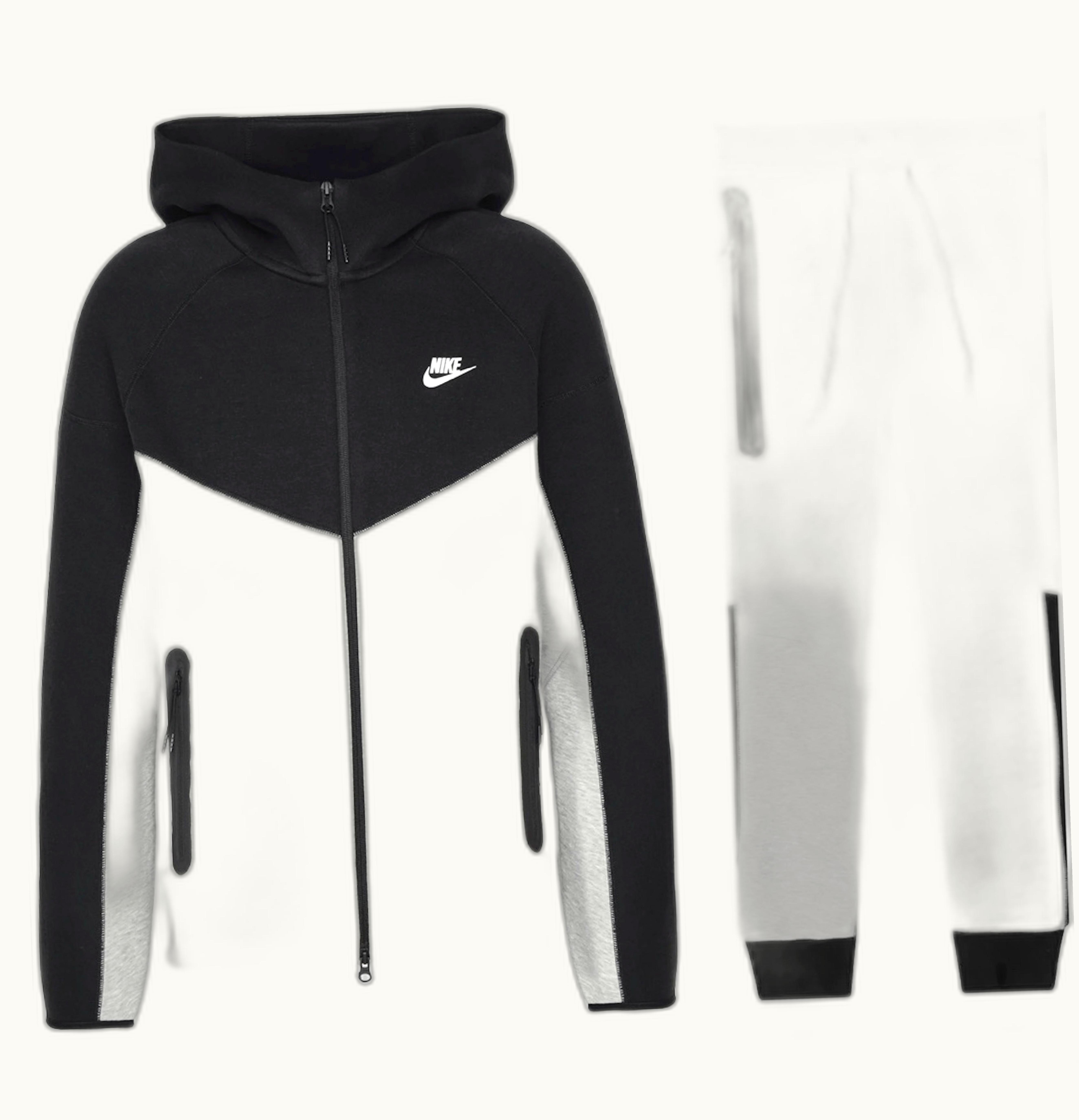 Nike Nike Sportswear Tech Fleece Windrunner Full Zip Hoodie Joggers Set Dark Grey Heather Black White