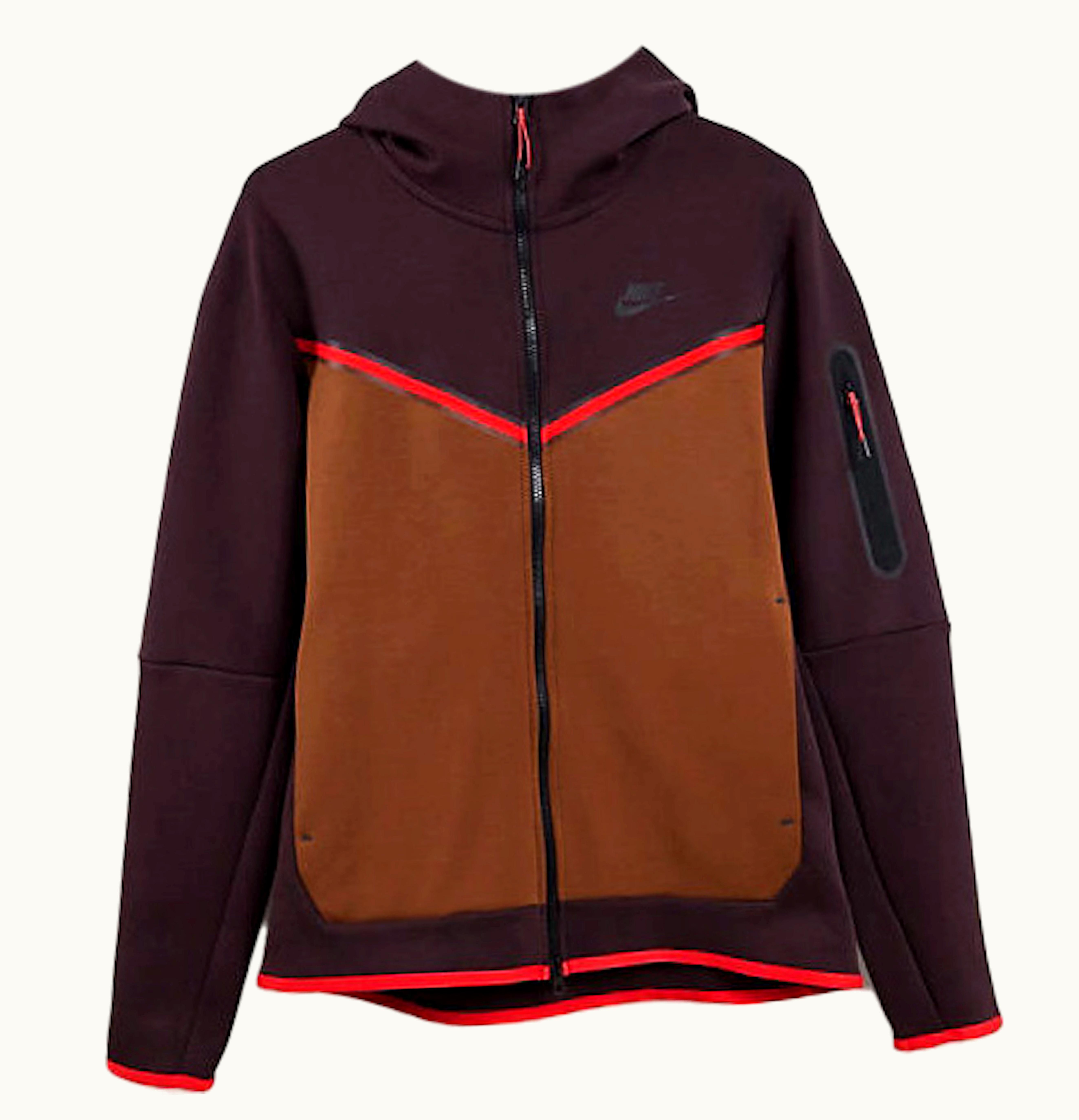 Nike Nike Sportswear Tech Fleece Full Zip Hoodie Brown Basalt Pecan Chile Red Black