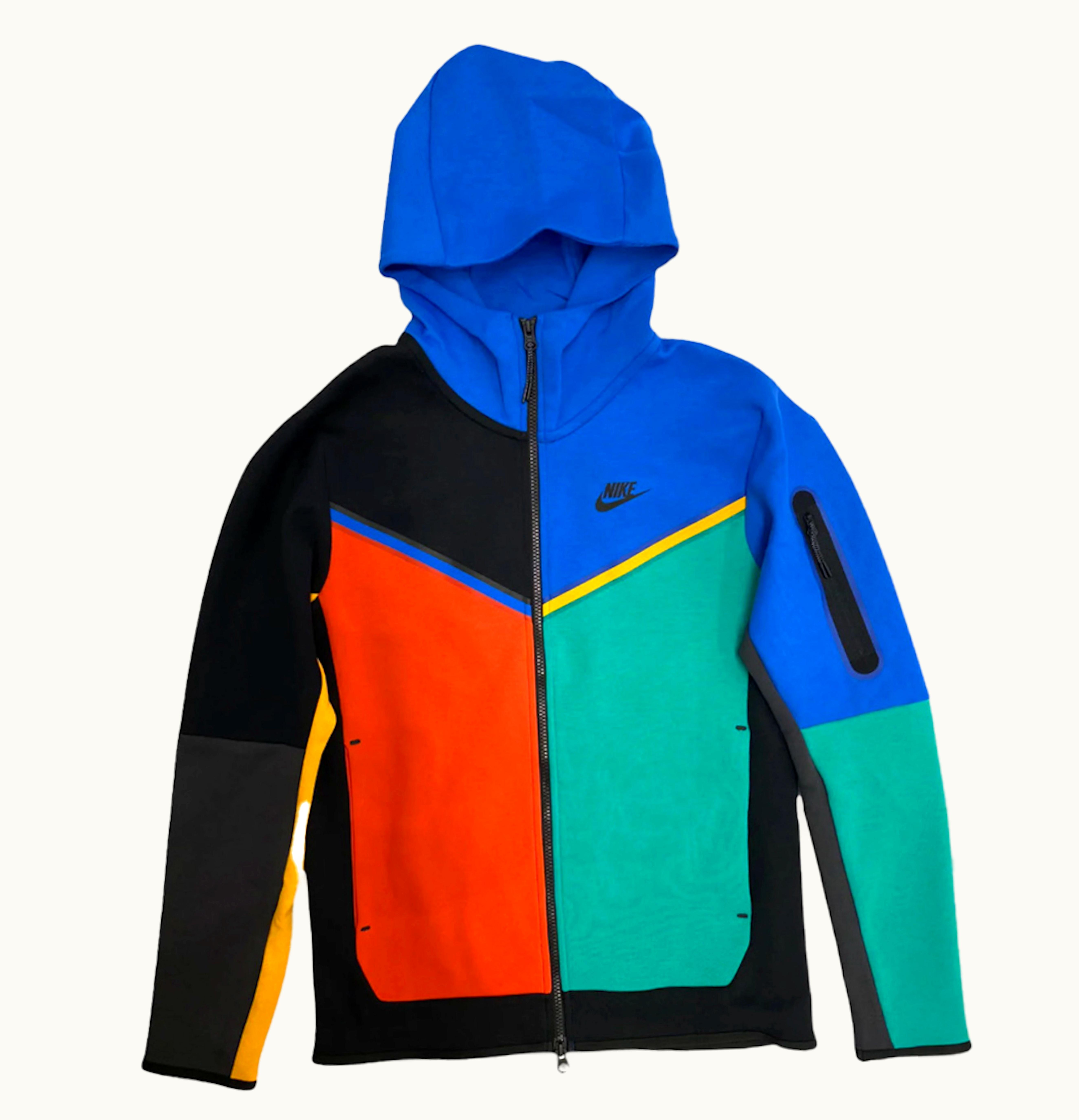 Nike Nike Sportswear Tech Fleece Full Zip Hoodie Black Signal Blue Roma Green Black