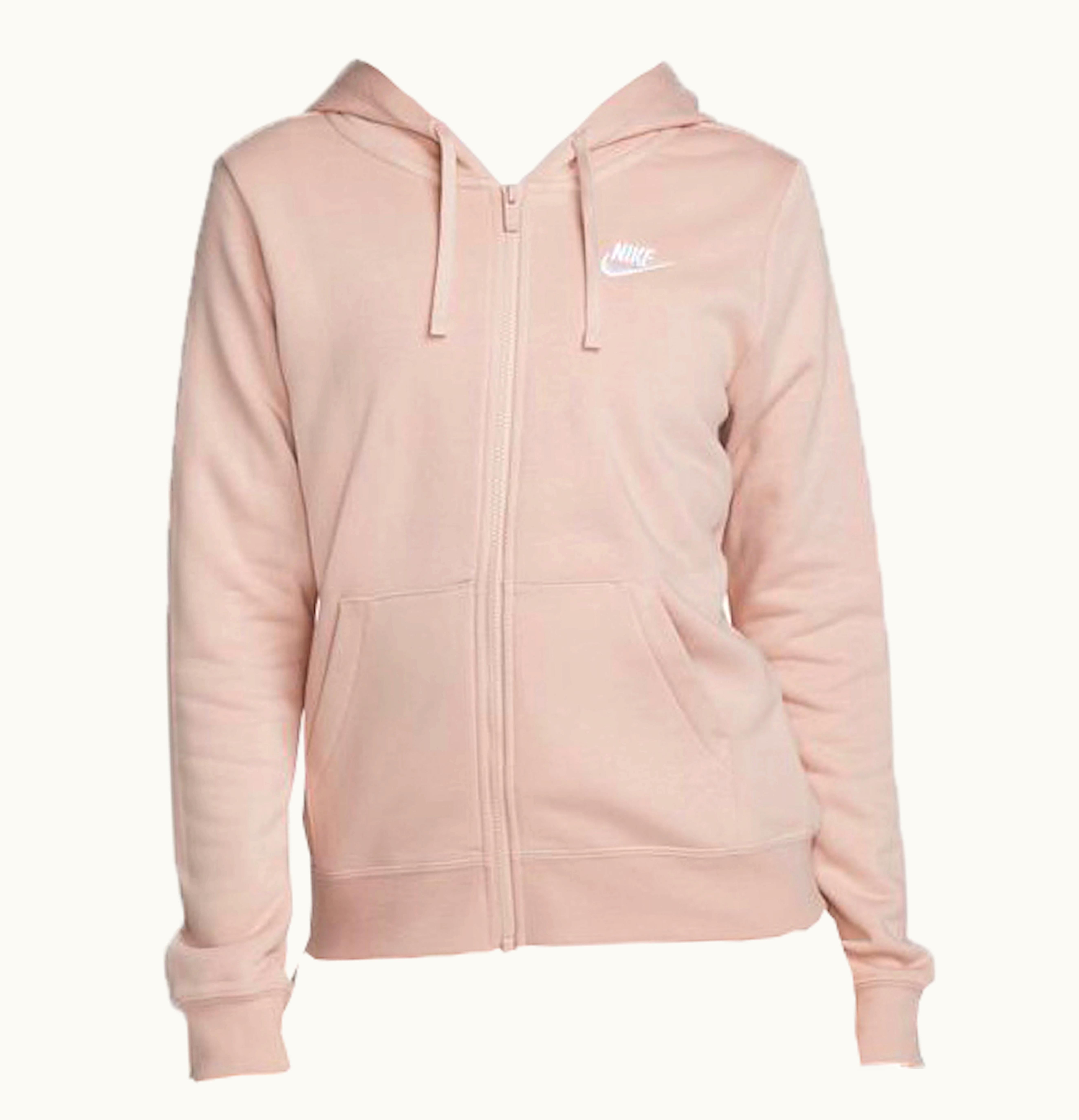 Nike Nike Sportswear Womens Club Fleece Full Zip Hoodie Pink Oxford White