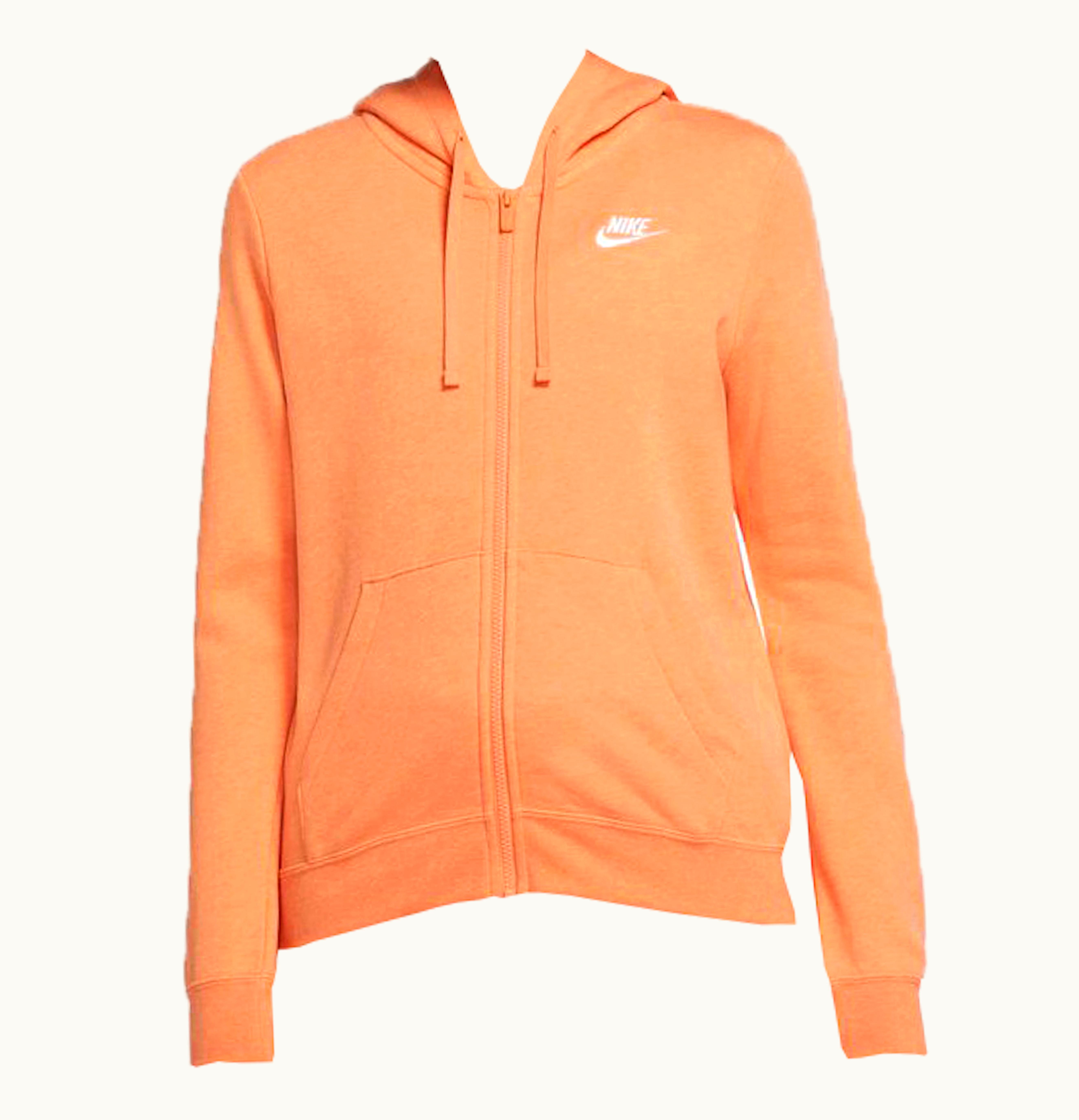 Nike Nike Sportswear Womens Club Fleece Full Zip Hoodie Orange Trance Htr White