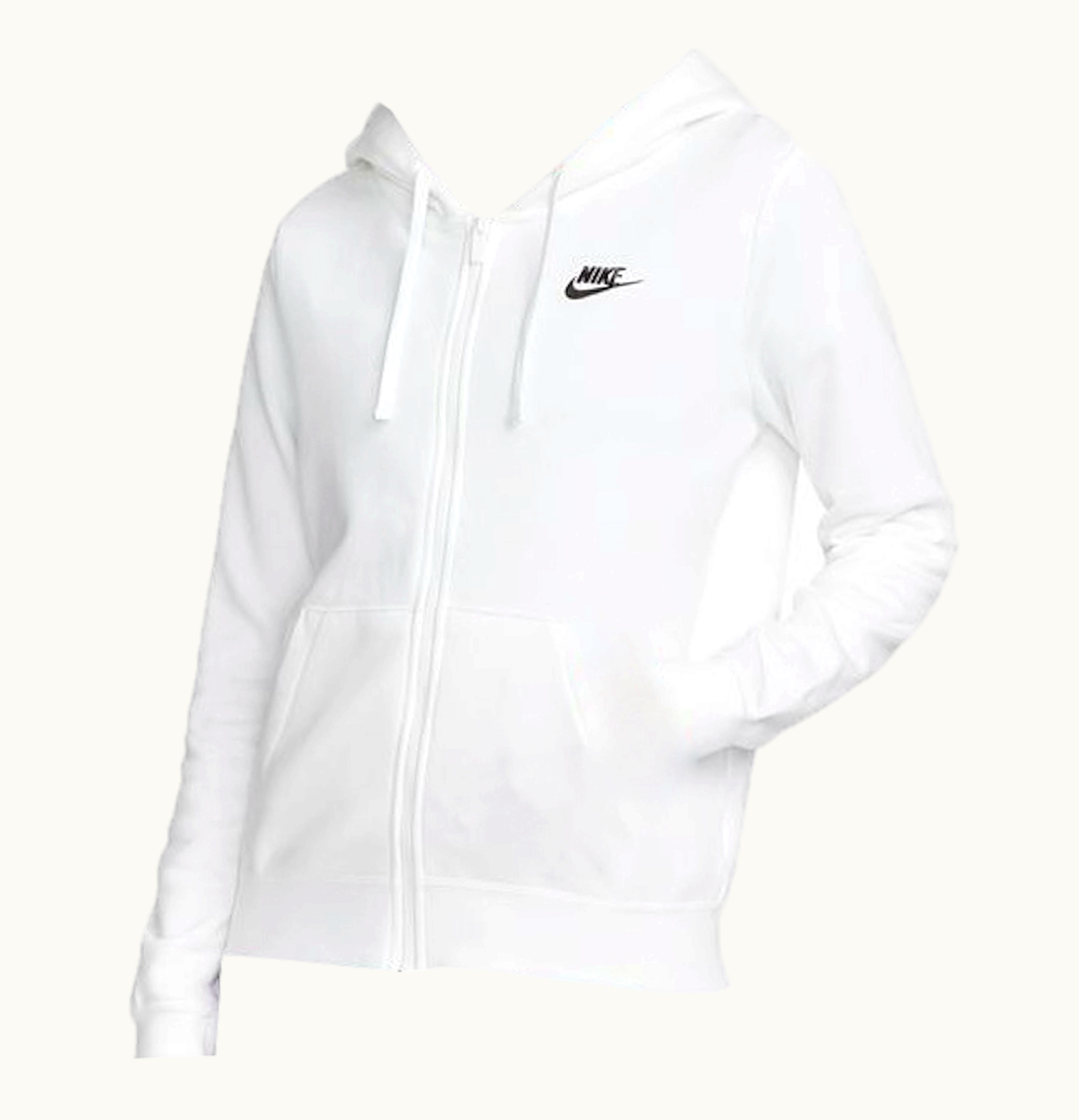 Nike Nike Sportswear Womens Club Fleece Full Zip Hoodie White Black