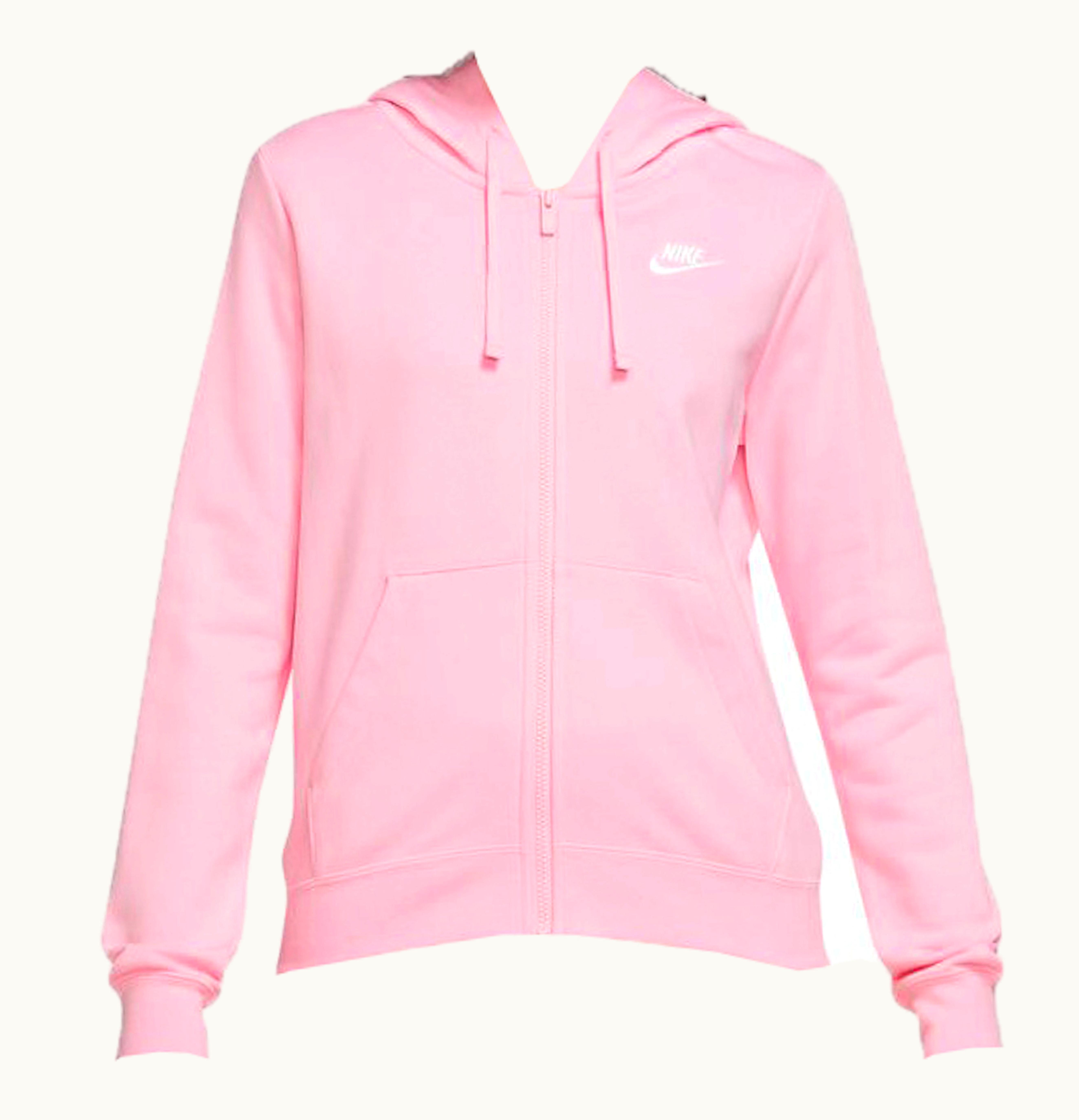 Nike Nike Sportswear Womens Club Fleece Full Zip Hoodie Med Soft Pink White