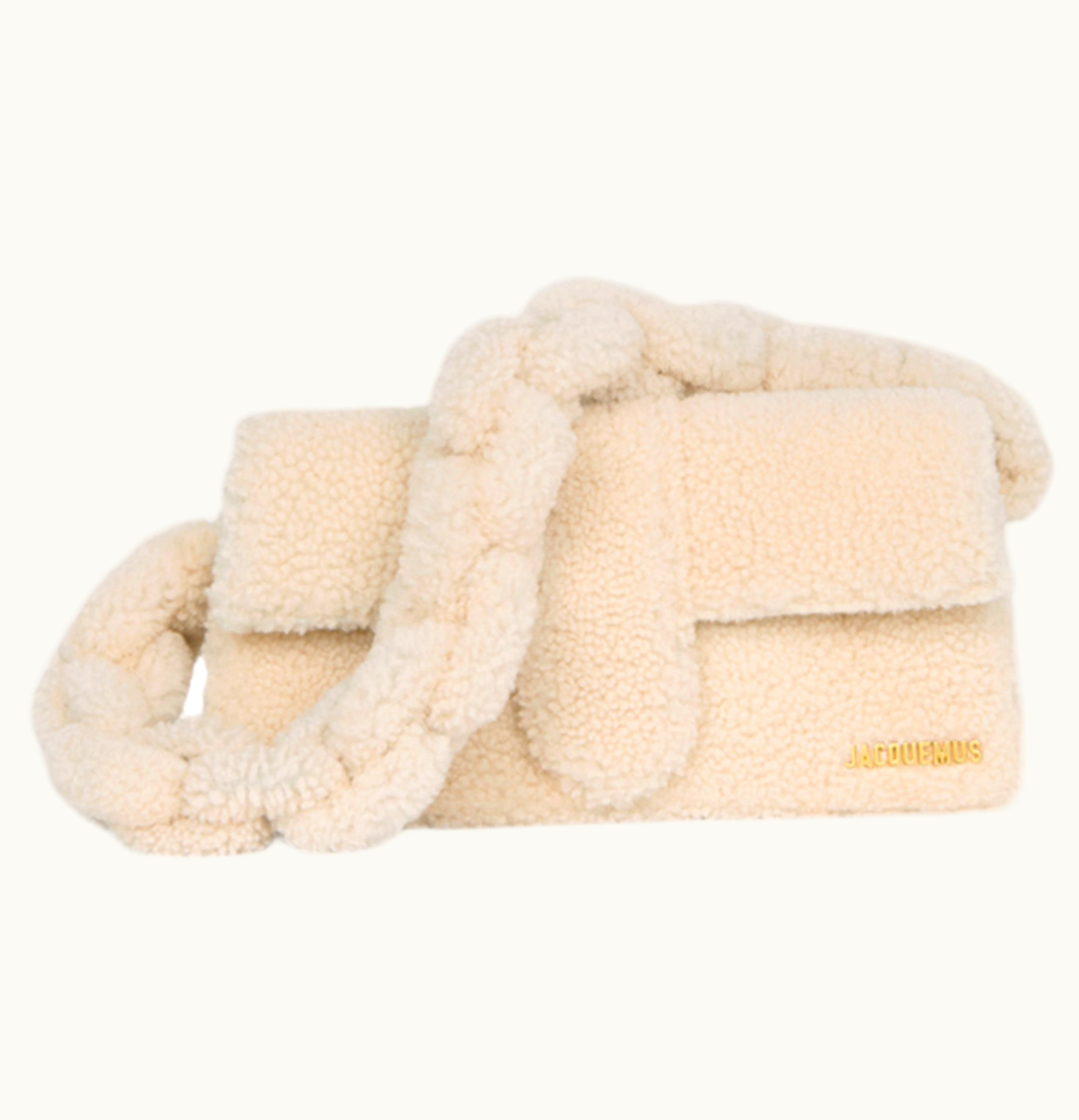 Jacquemus Jacquemus Le Bambidou Shearling Flap Bag Ivory