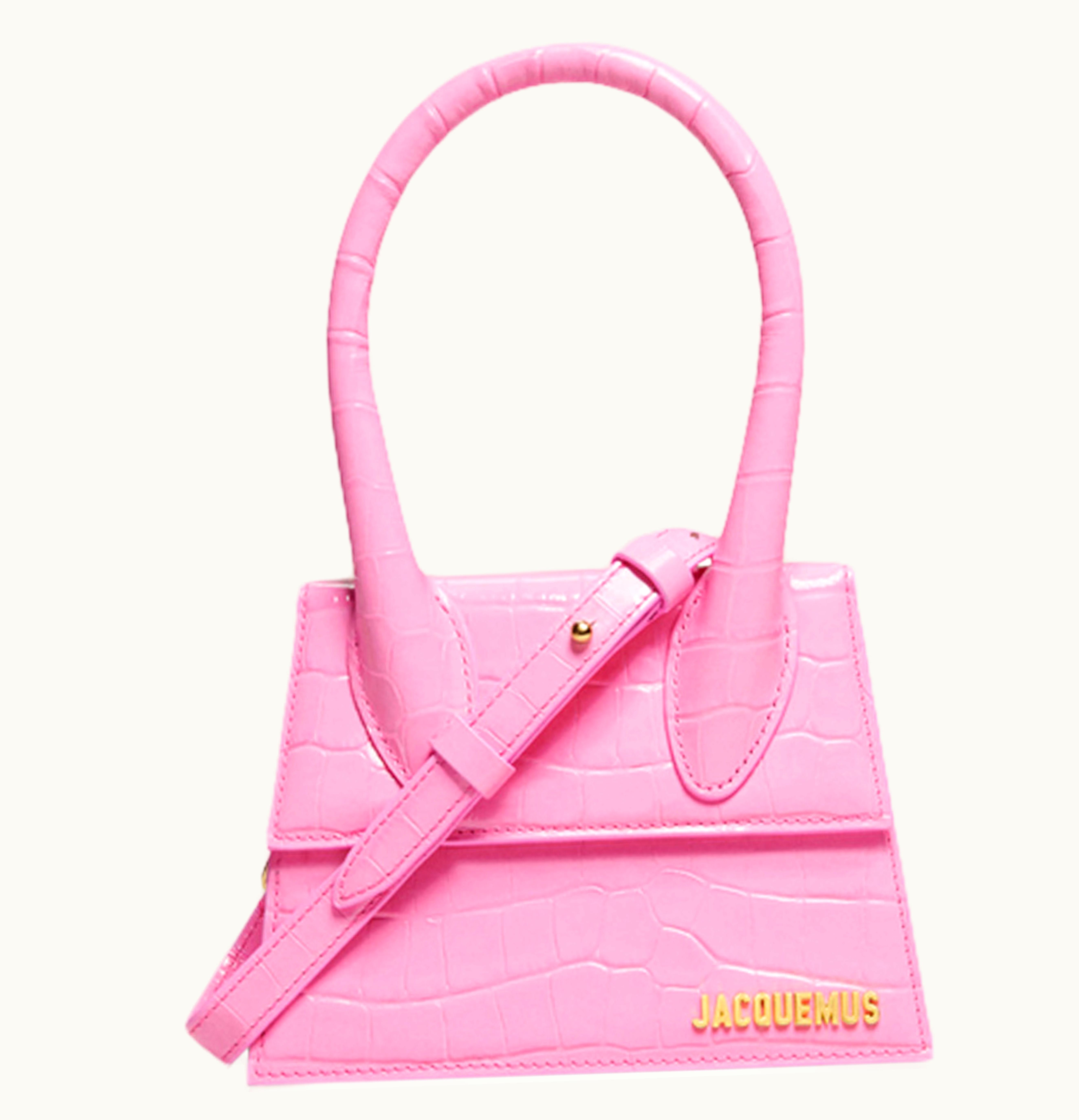 Jacquemus Jacquemus Le Chiquito Moyen Signature Handbag Croco Embossed Pink