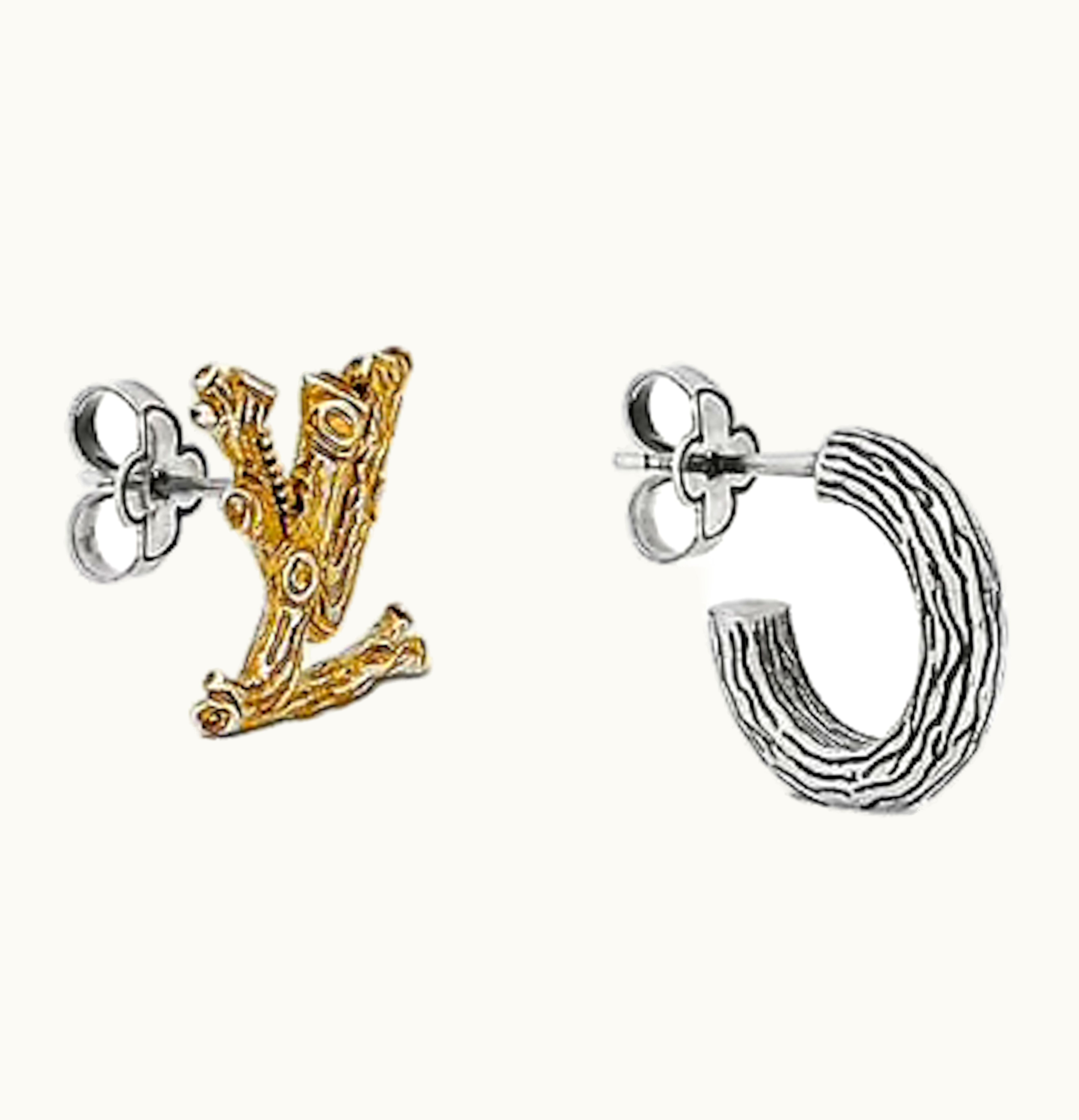 Louis Vuitton Louis Vuitton Earrings Wood Gold Silver