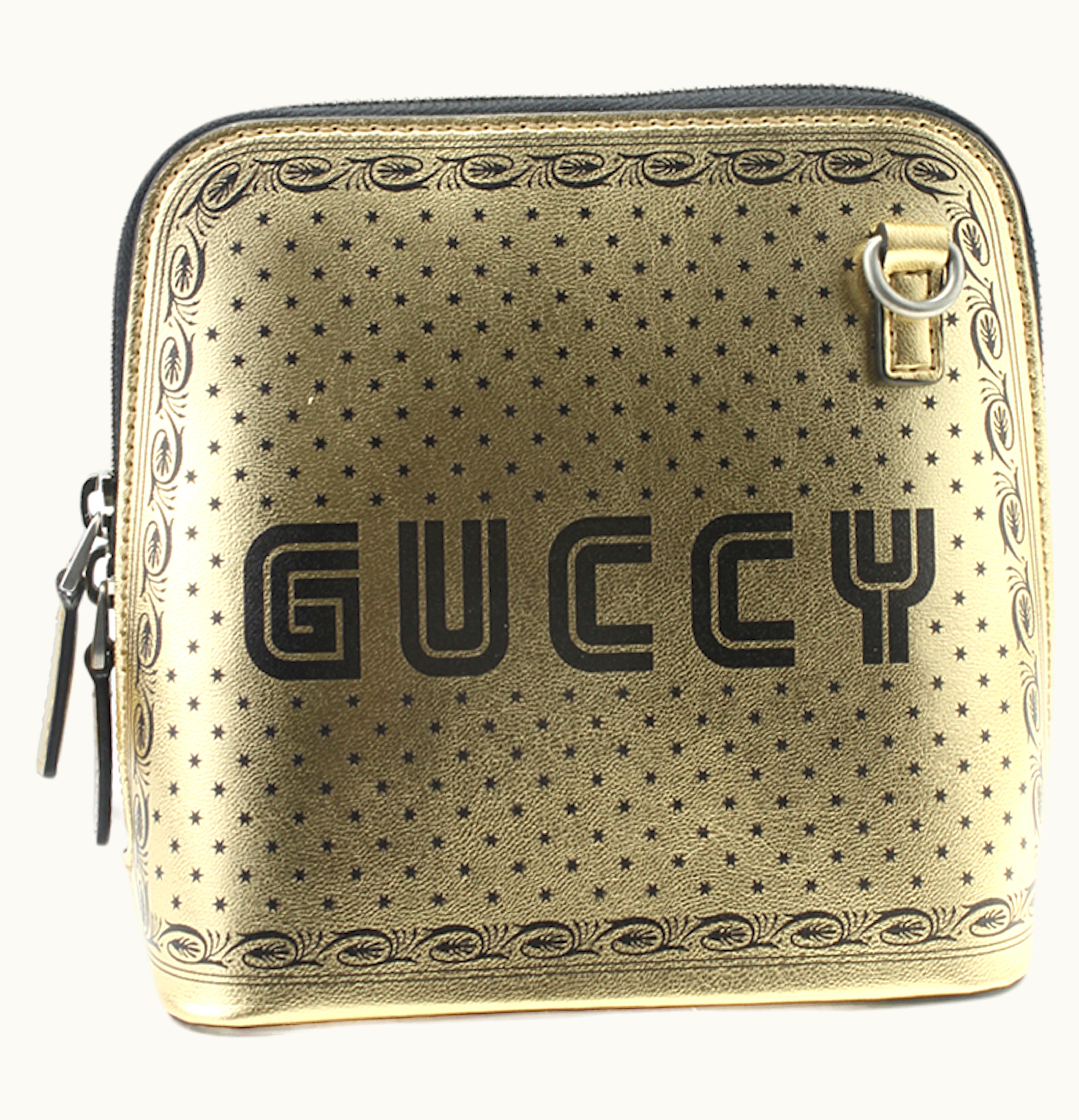 Gucci Gucci Guccy Top Zip Shoulder Bag Mini Gold Black
