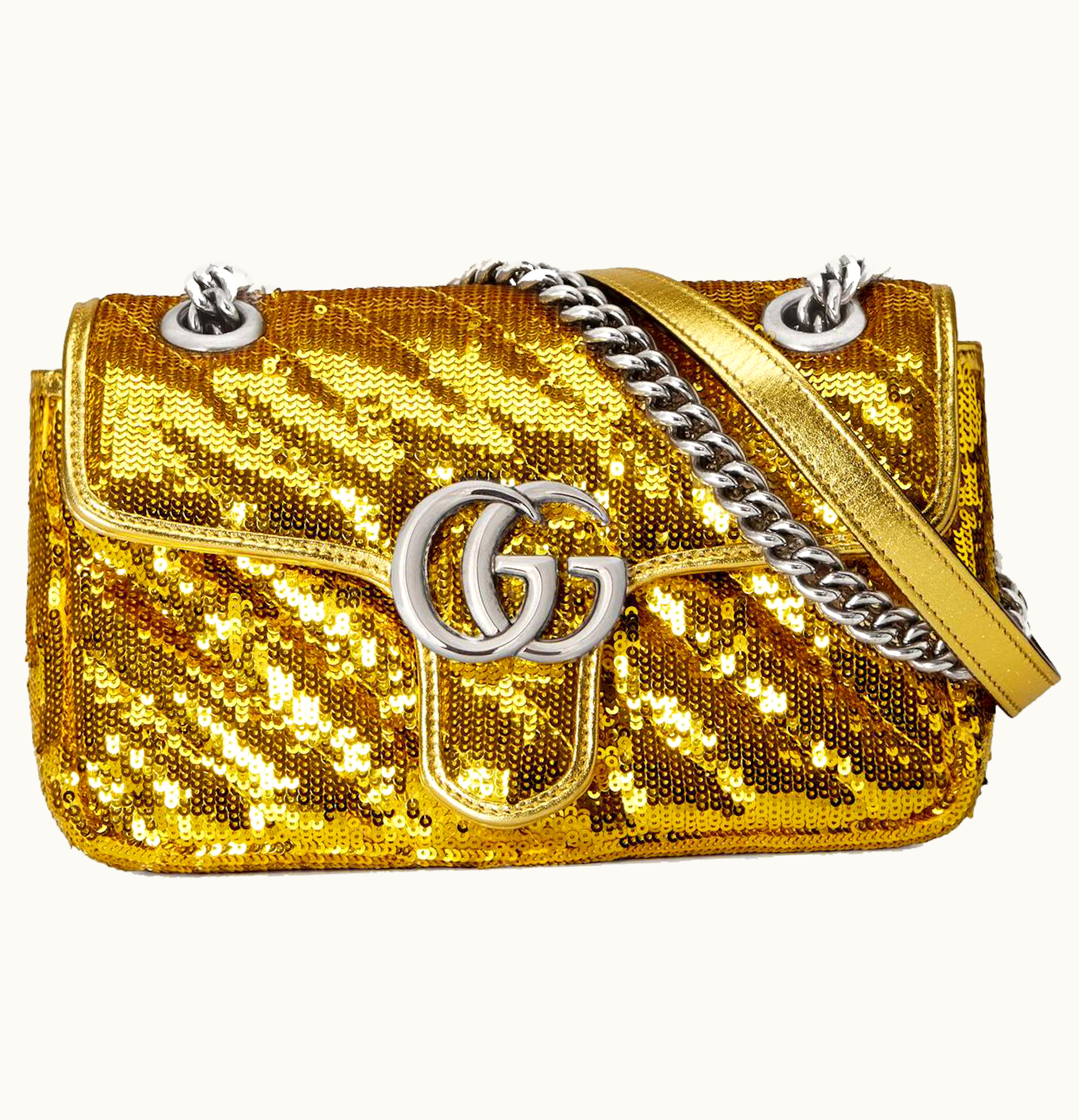 Gucci Gucci GG Marmont Mini Sequin Shoulder Bag Gold
