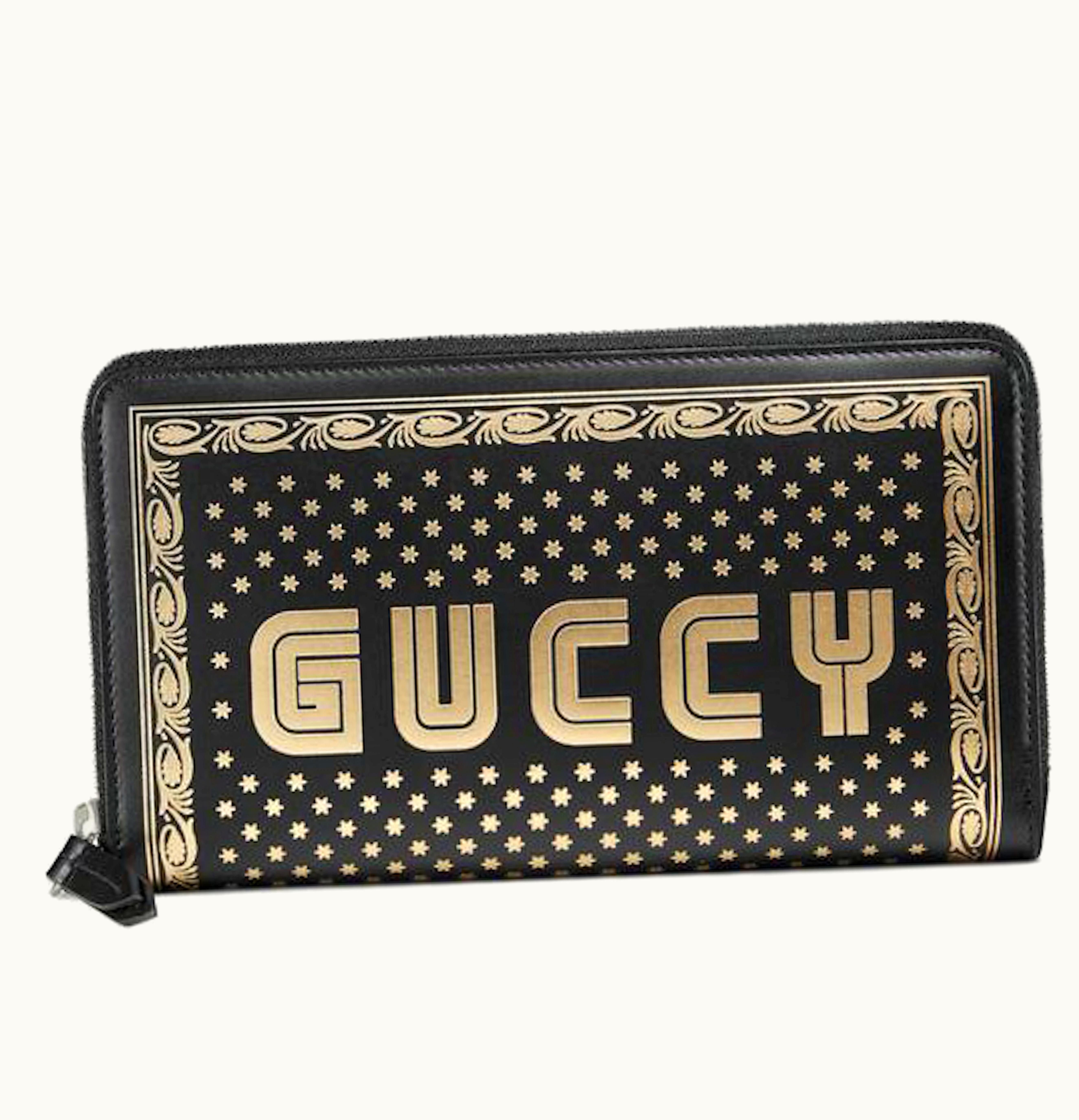 Gucci Gucci Guccy Zip Around Wallet Black Gold