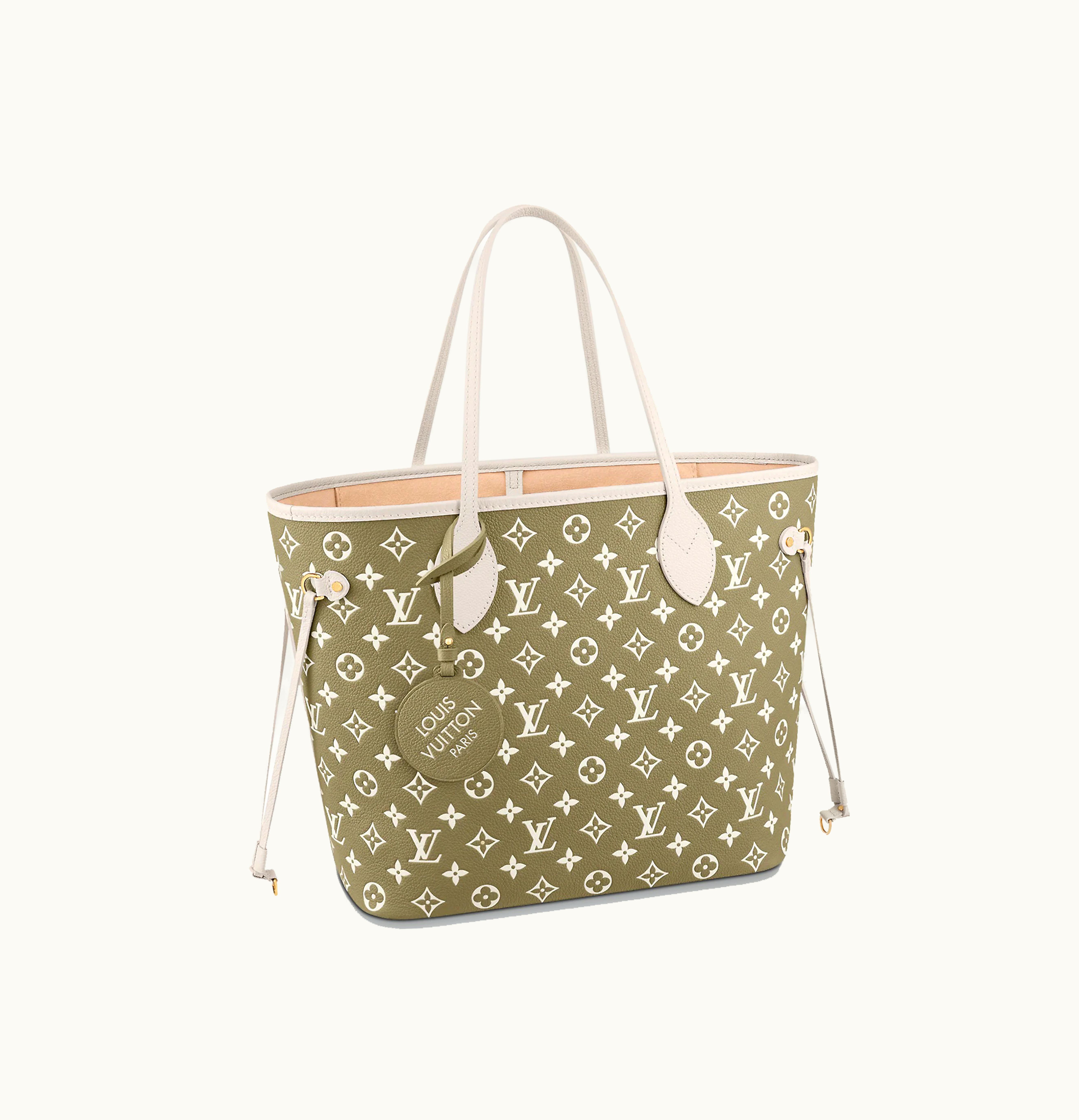Louis Vuitton Louis Vuitton Neverfull MM Khaki Green Beige Cream