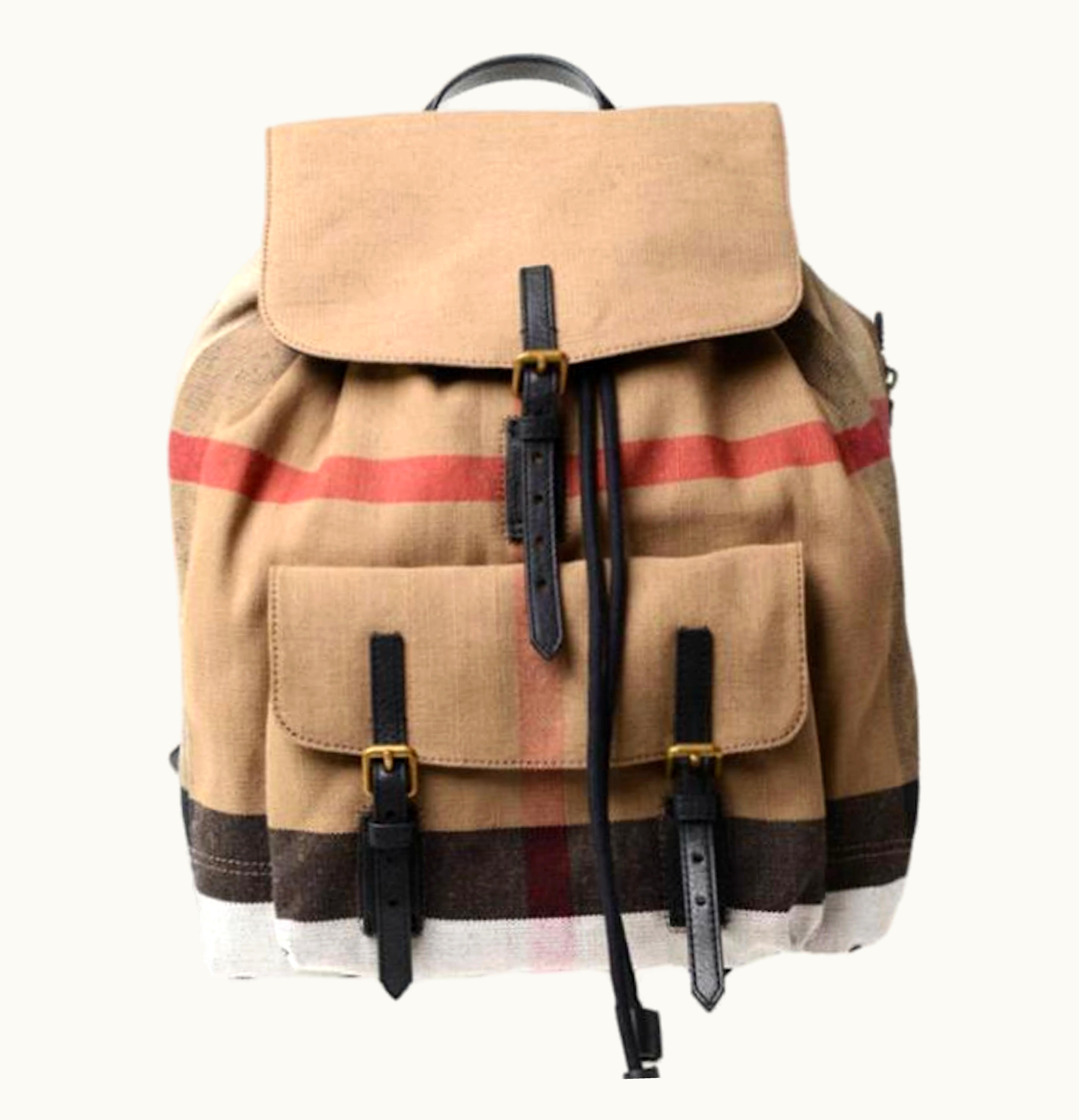 Burberry Burberry Drawstring Check Backpack Beige Black
