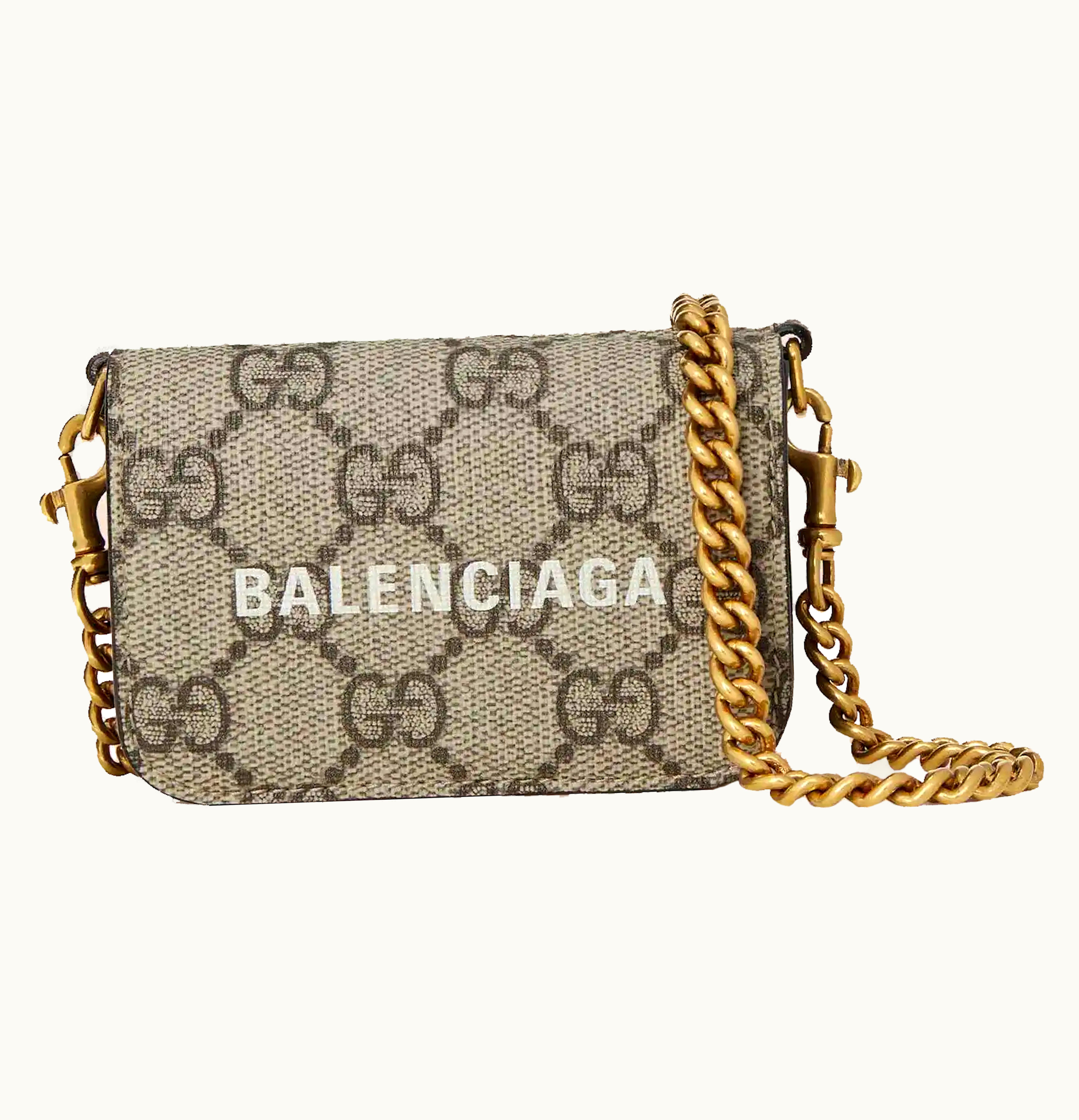 Gucci Gucci x Balenciaga The Hacker Project Wallet with Chain Beige Ebony