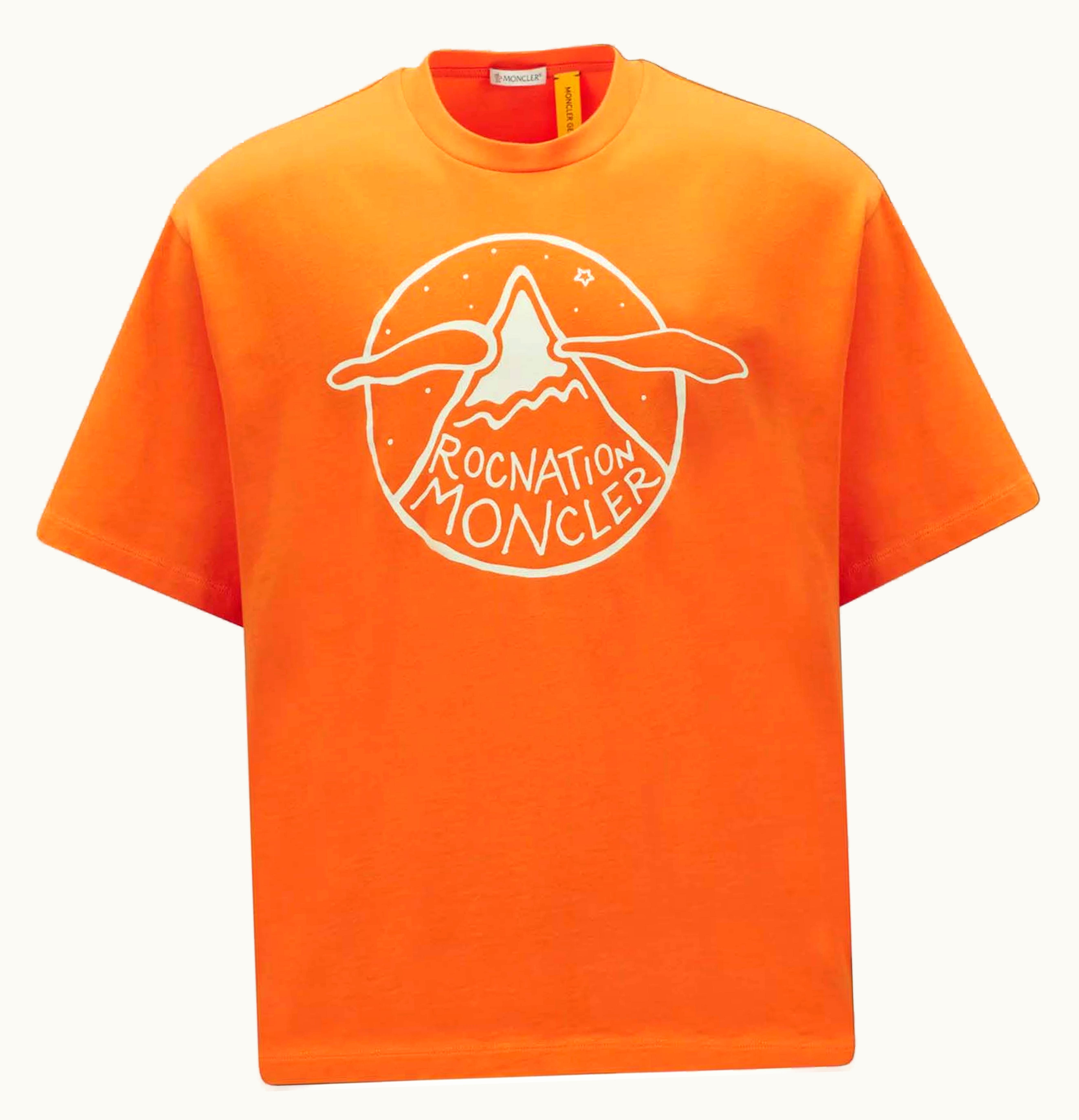 Moncler X Roc Nation By Jay Z Logo Motif T Shirt Bright Orange