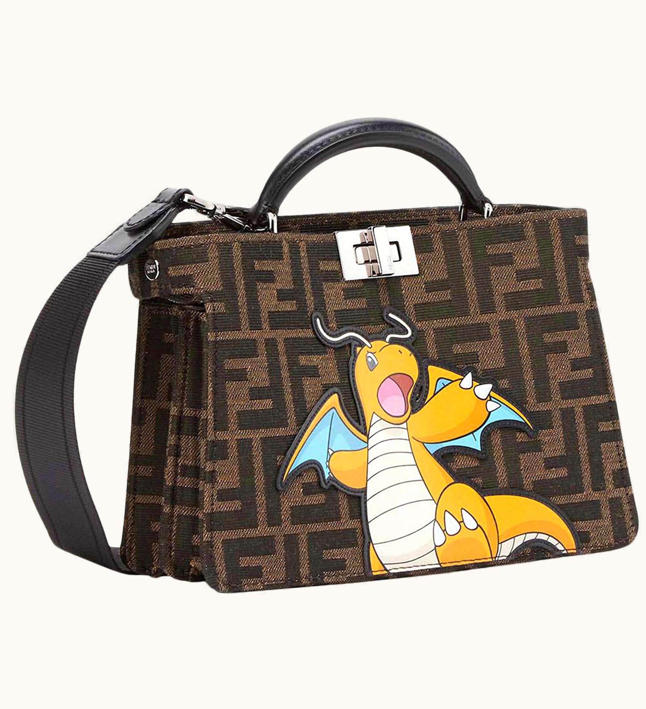 Fendi Fendi X FRGMT X Pokemon FF Fabric Bag Peekaboo Iseeu X Cross Brown