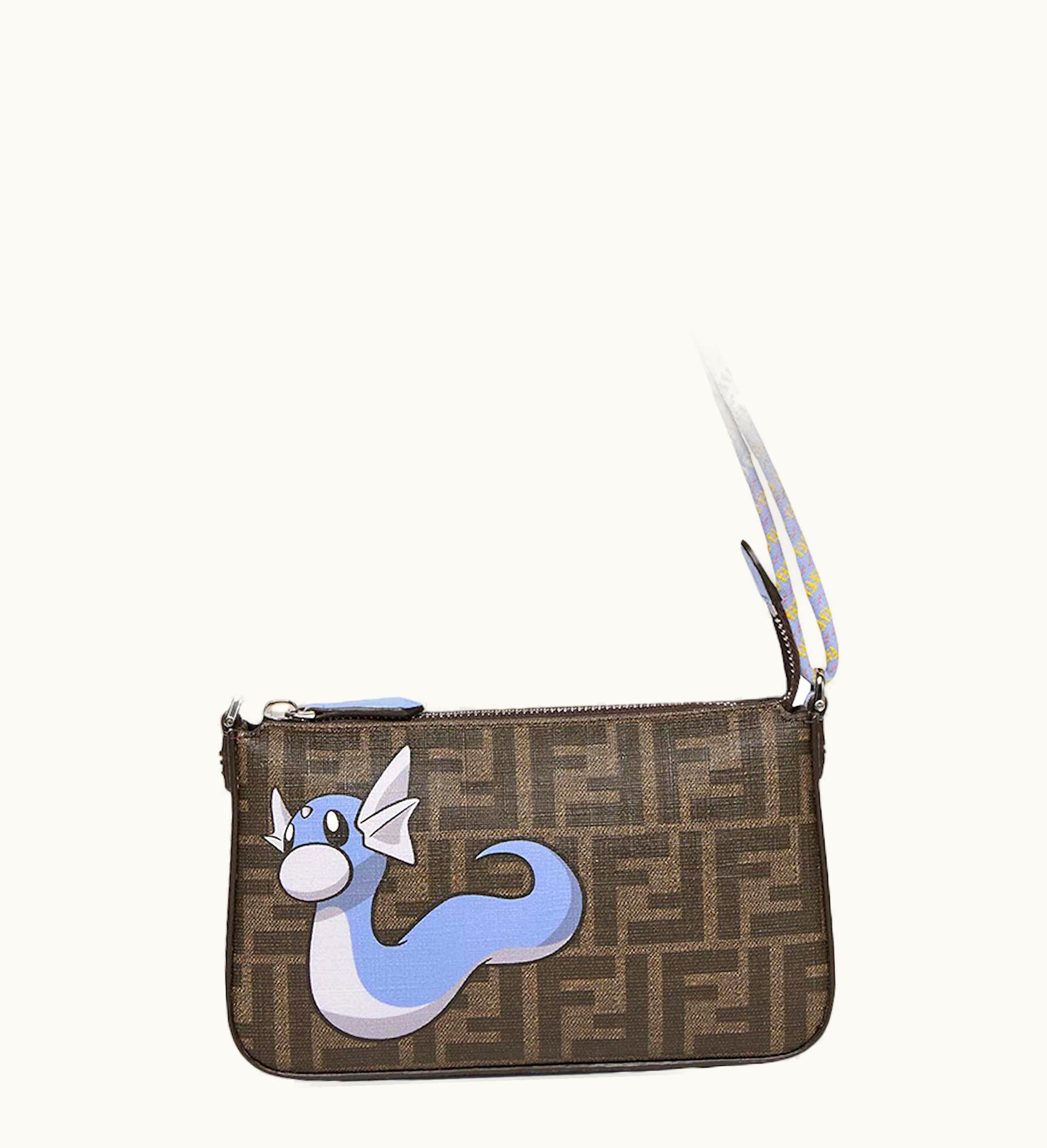 Fendi Fendi X FRGMT X Pokemon FF Fabric Bag Baguette Pouch Multicolor Light Blue