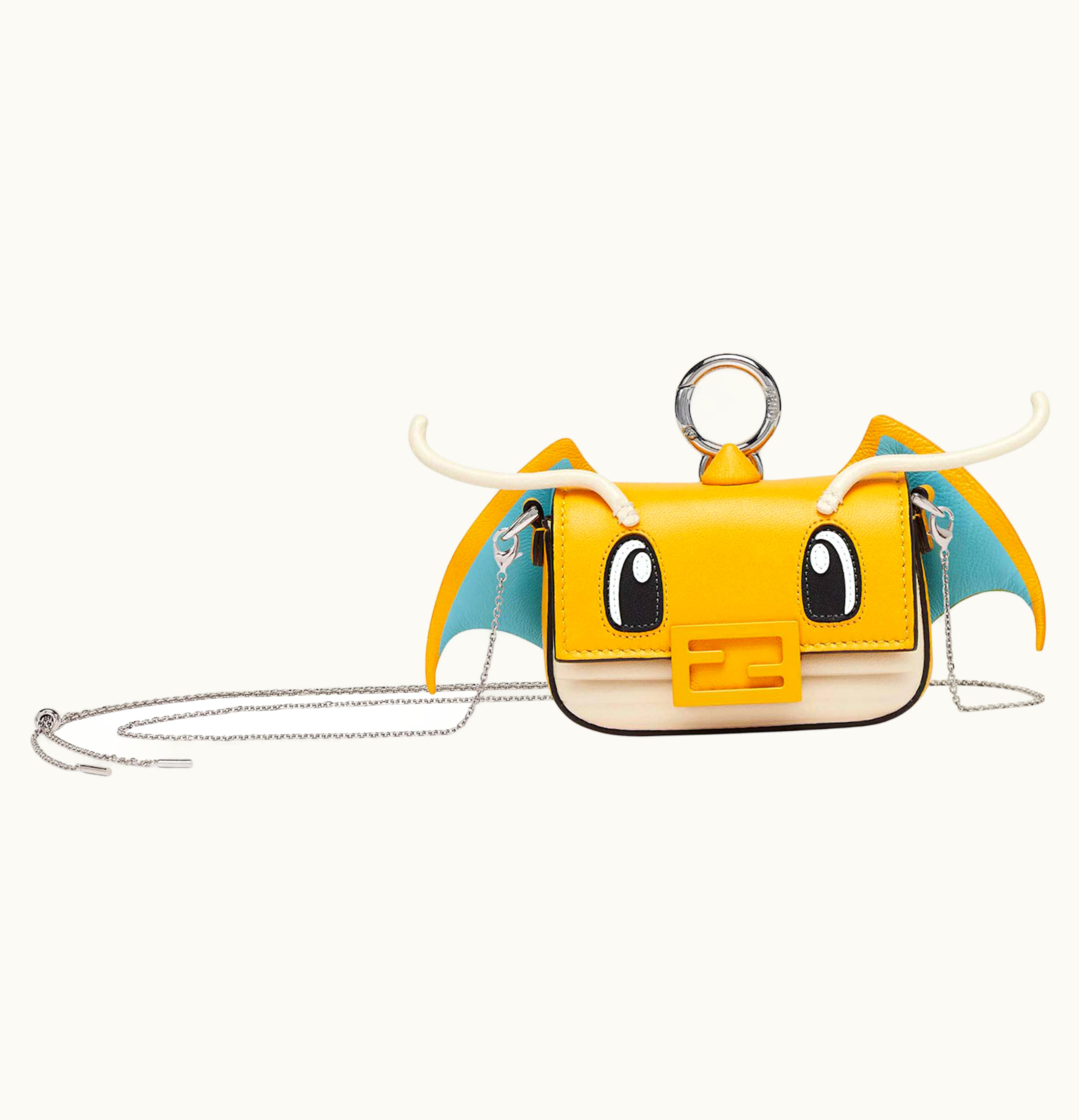 Fendi Fendi X FRGMT X Pokemon Nappa Leather Charm Nano Baguette Charm Yellow