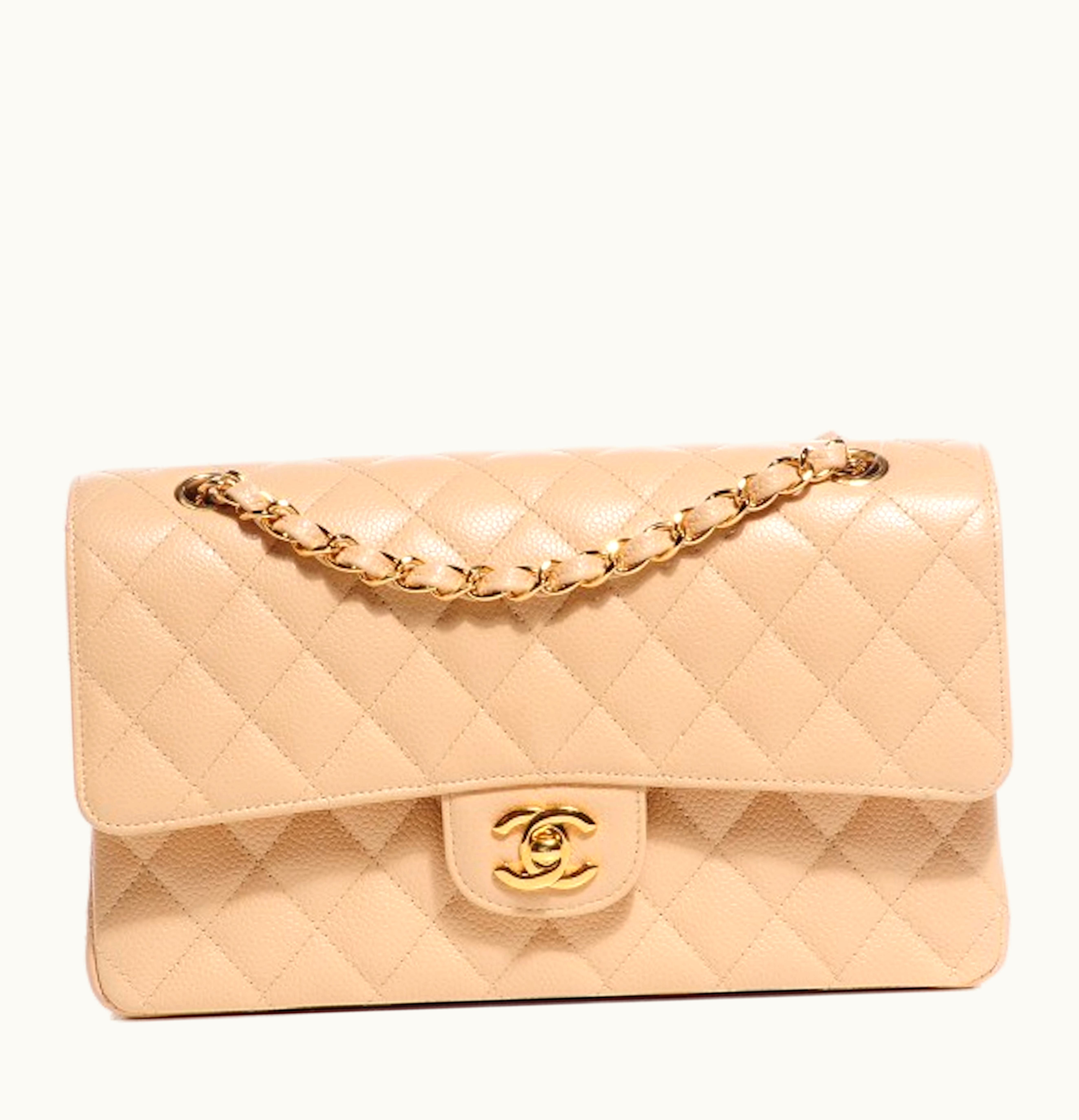 Chanel Chanel Classic Double Flap Quilted Medium Beige Clair Caviar