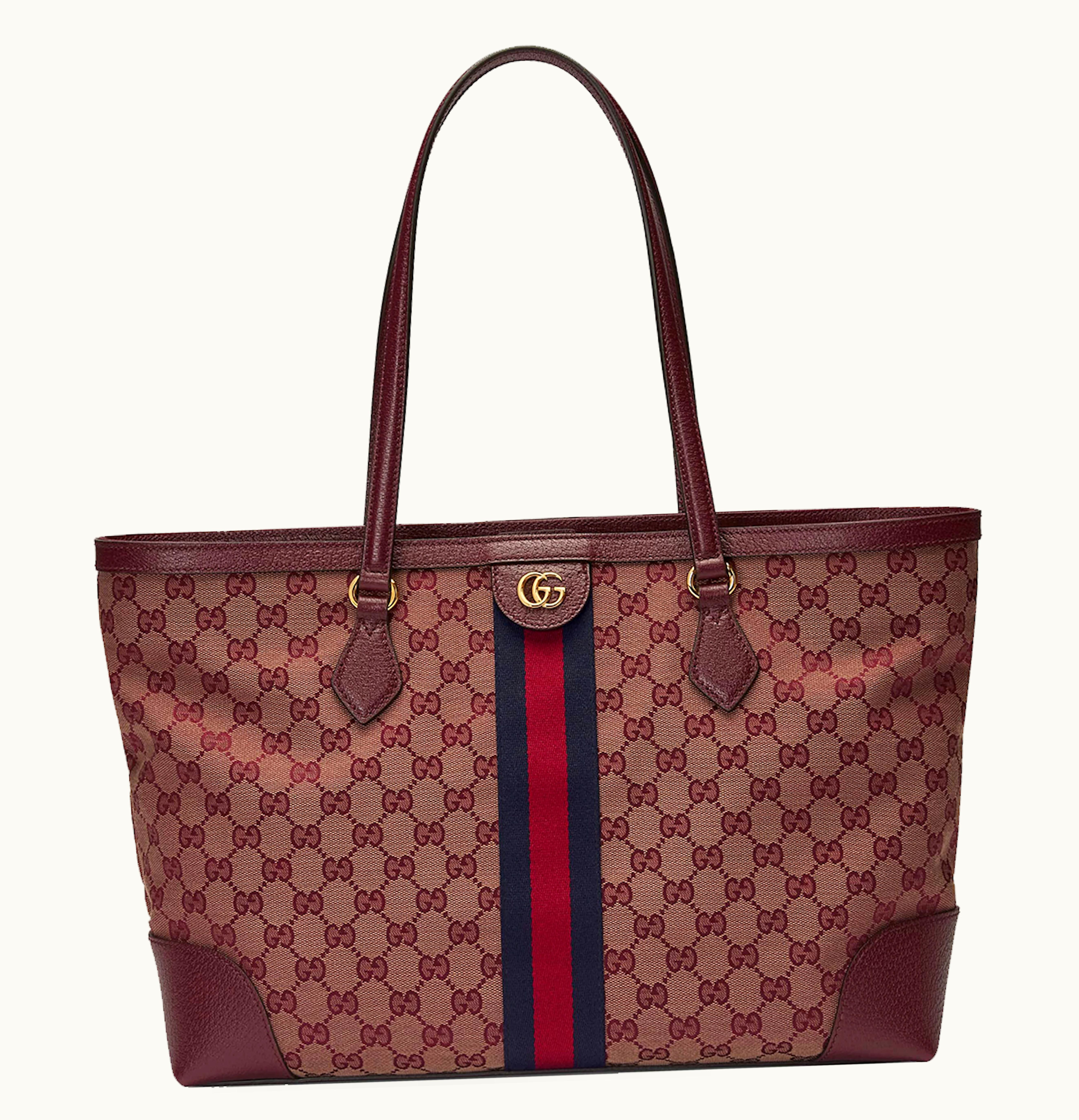 Gucci Gucci Ophidia GG Medium Tote Medium GG Beige Burgundy