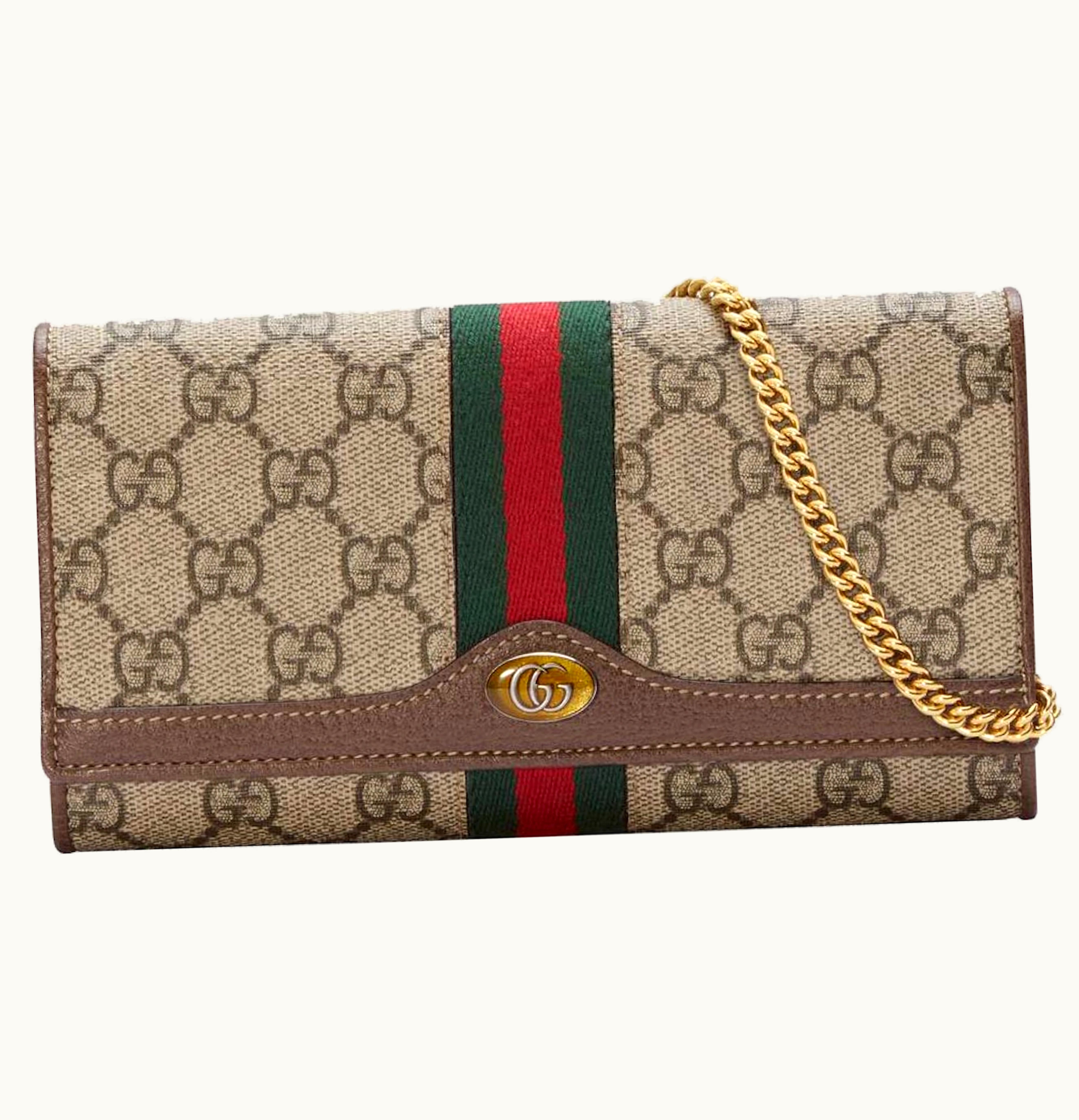 Gucci Gucci Ophidia GG Chain Wallet Beige Ebony