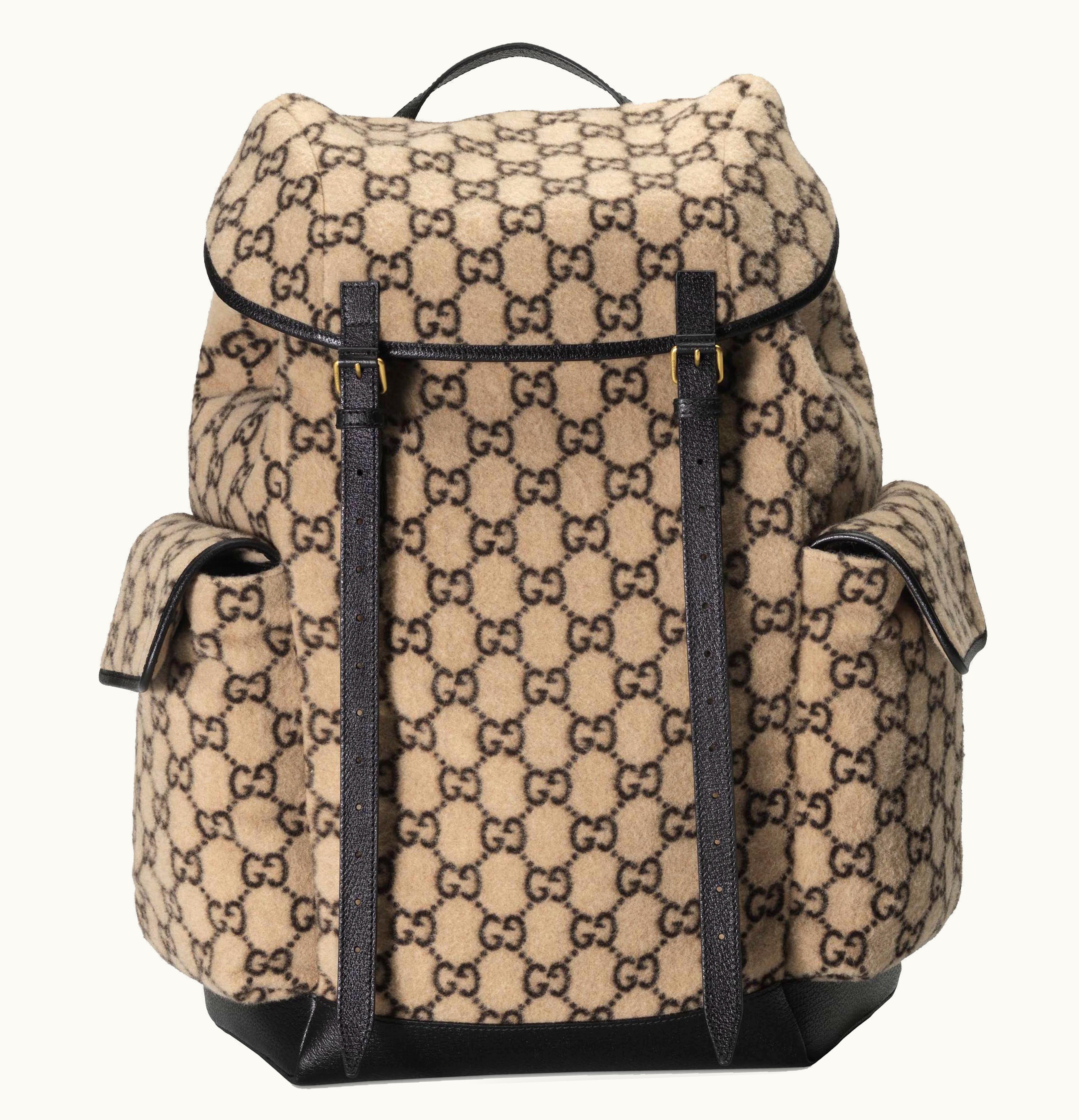 Gucci Gucci Backpack GG Wool Large Beige Ebony