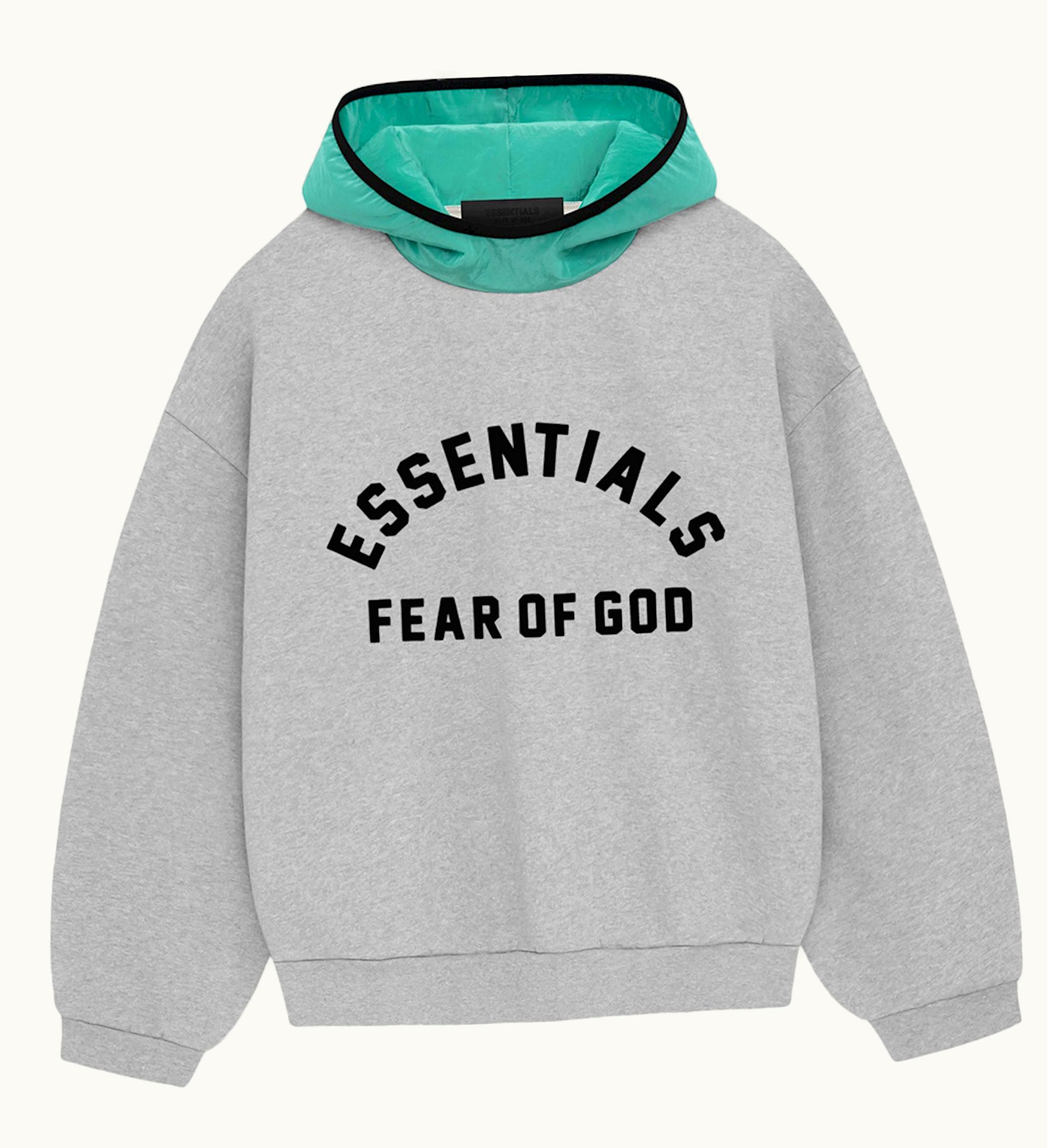 Fear of God Fear Of God Essentials Nylon Fleece Hoodie Light Heather Grey Mint Leaf