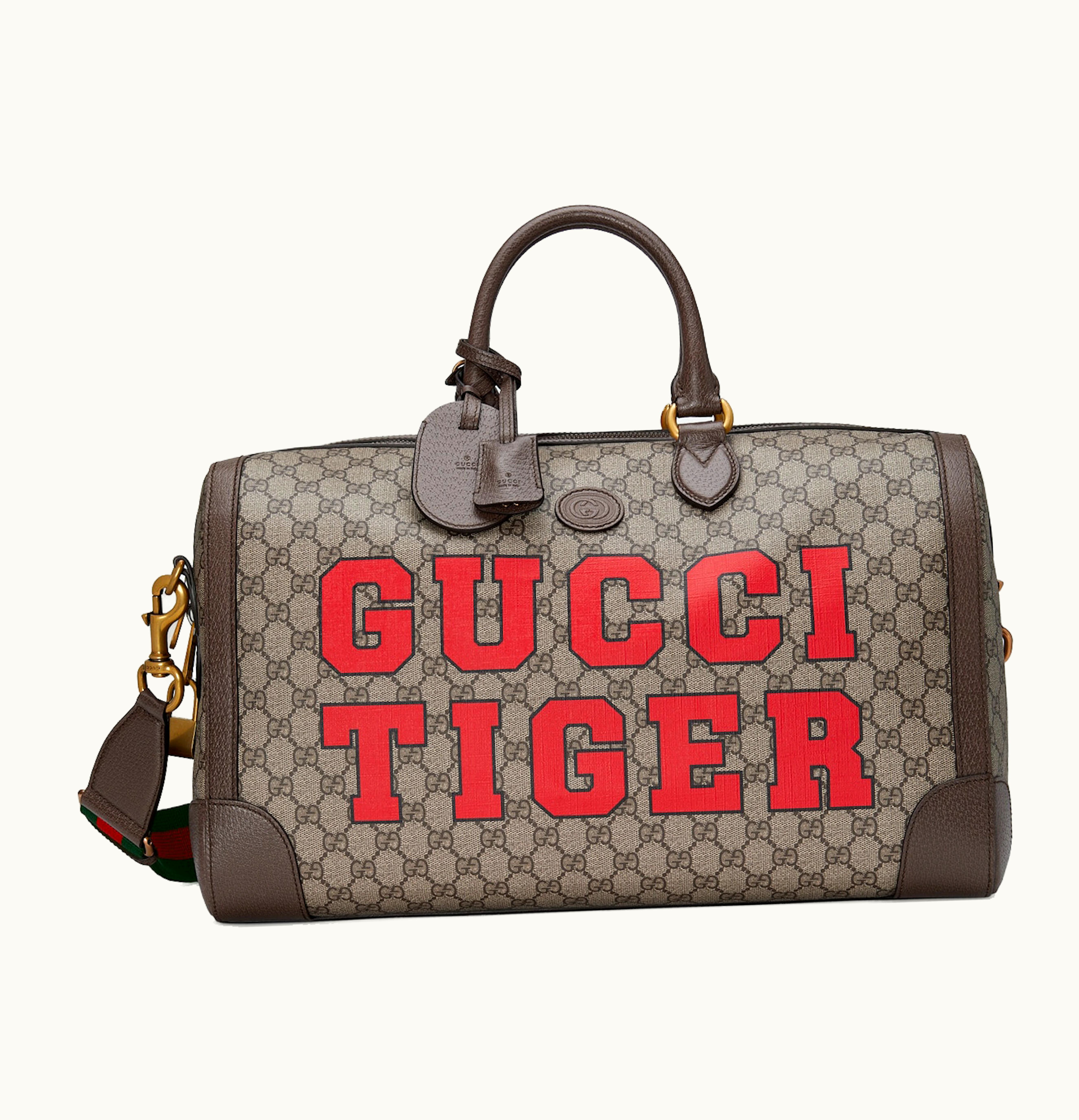 Gucci Gucci Tiger GG Small Duffle Bag Beige Ebony
