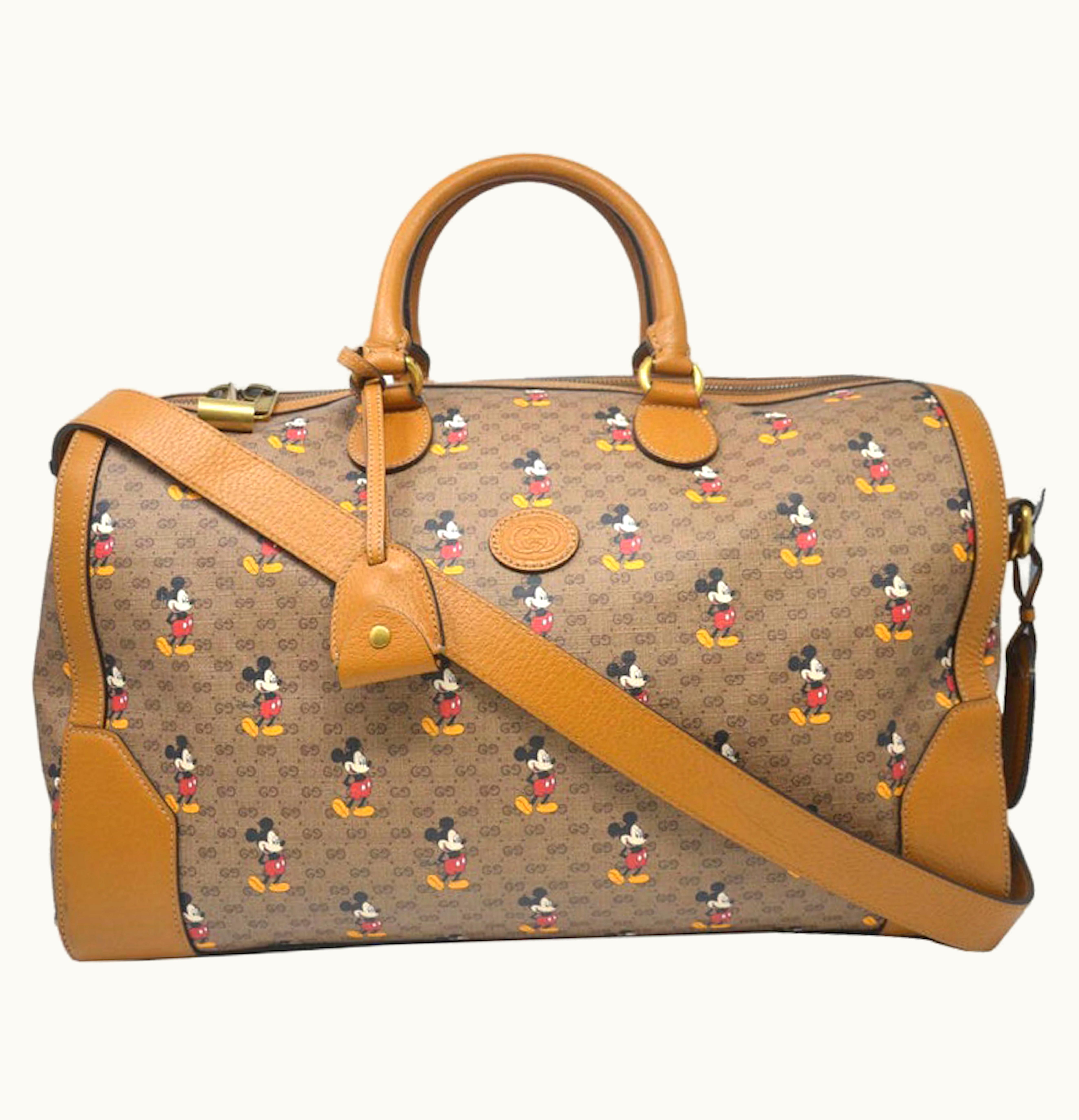 Gucci Gucci x Disney Monogram Duffle Travel Bag Beige Ebony