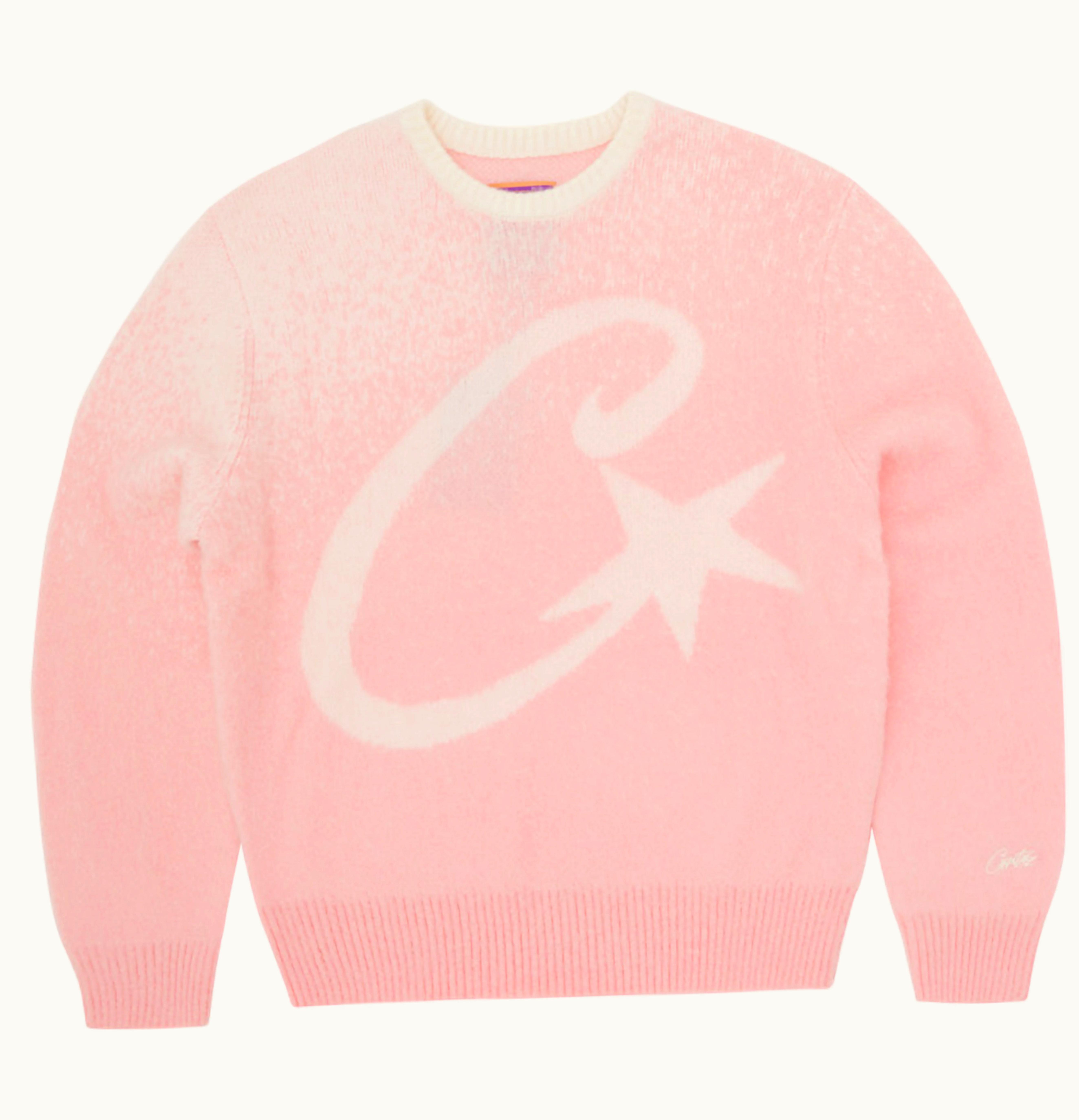 Corteiz Corteiz C Star Gradient Mohair Knit Sweater Pink