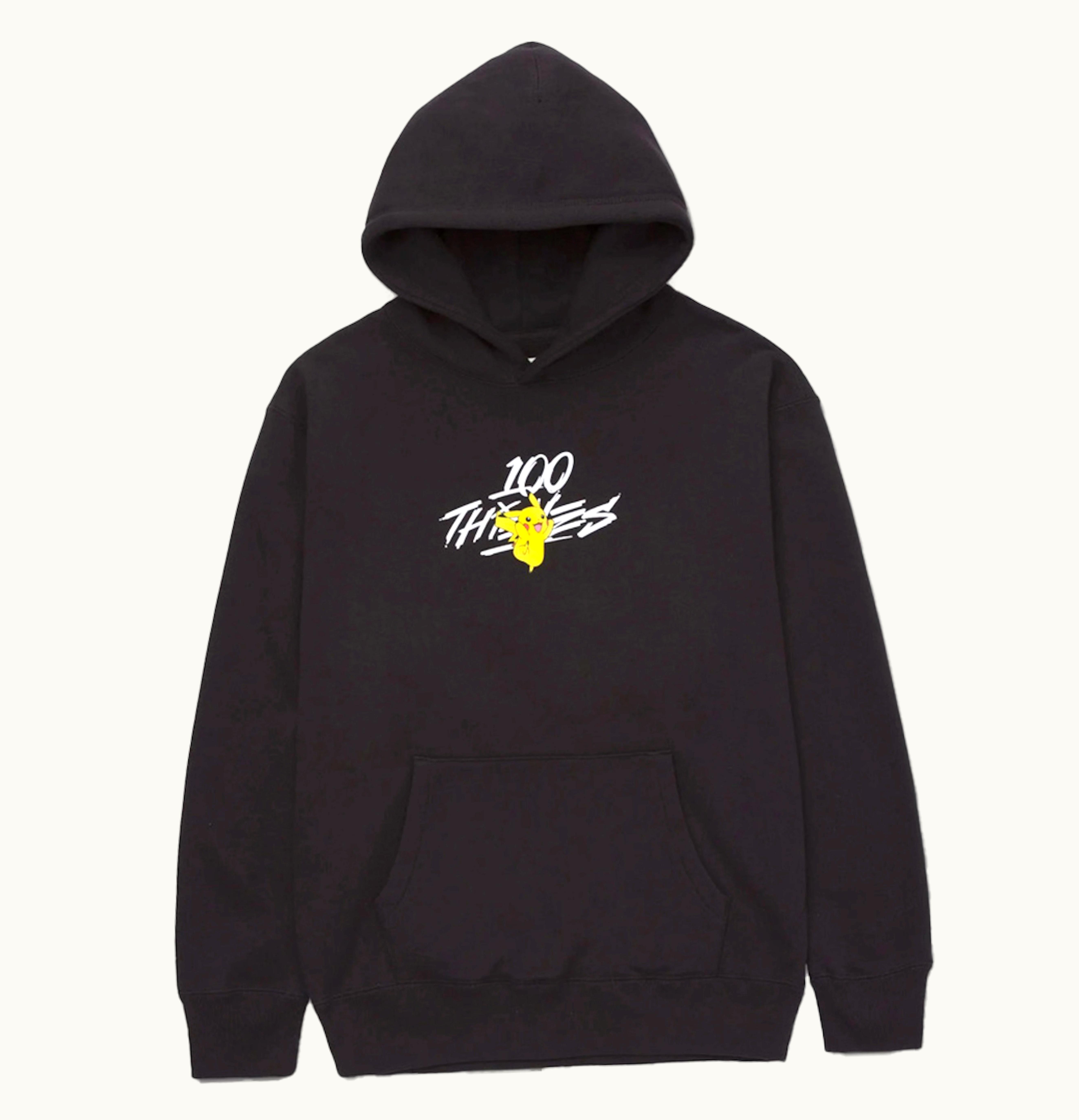 100 Thieves 100 Thieves X Pokemon Pikachu Core Hoodie Washed Black