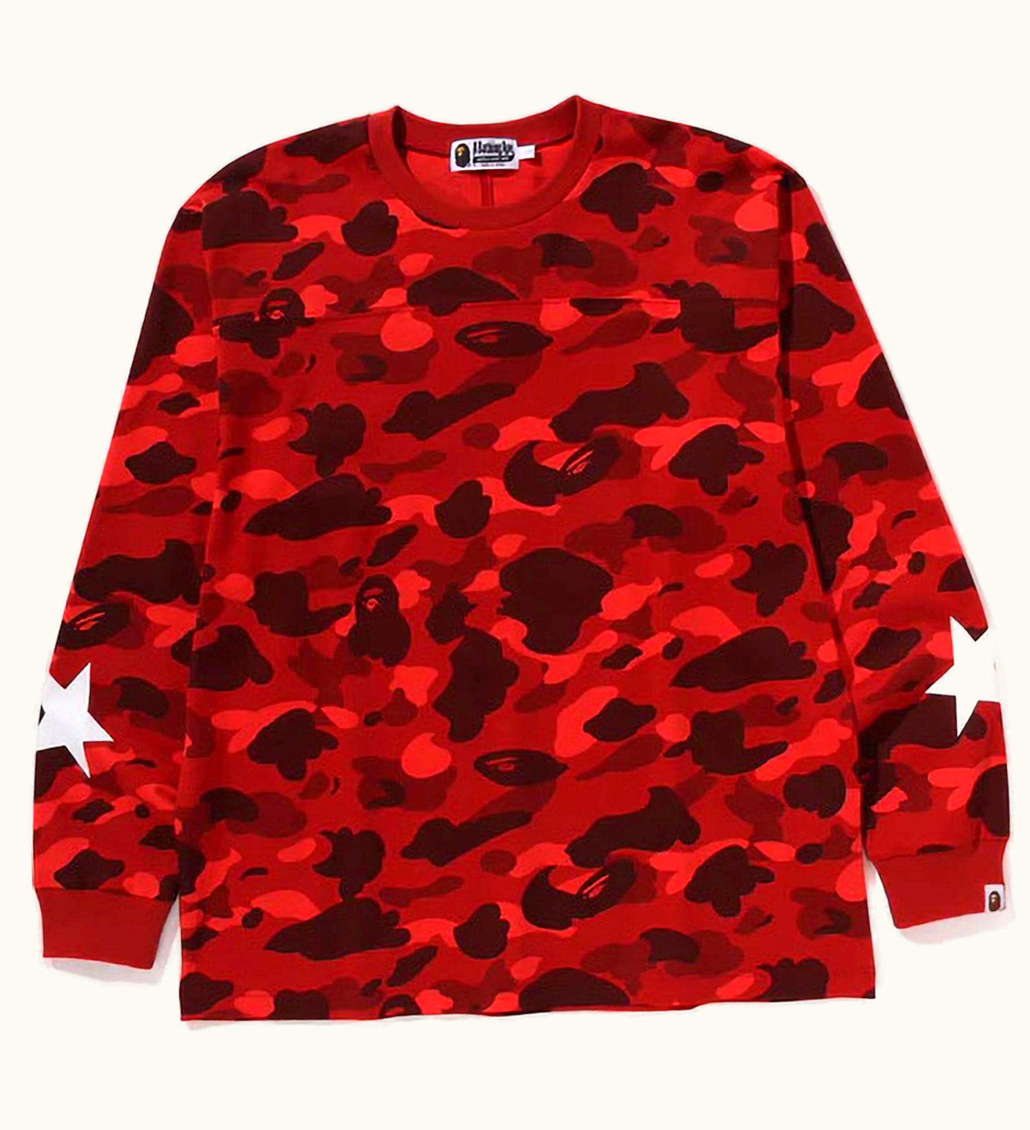 BAPE BAPE Color Camo Relaxed Fit L S Tee Red