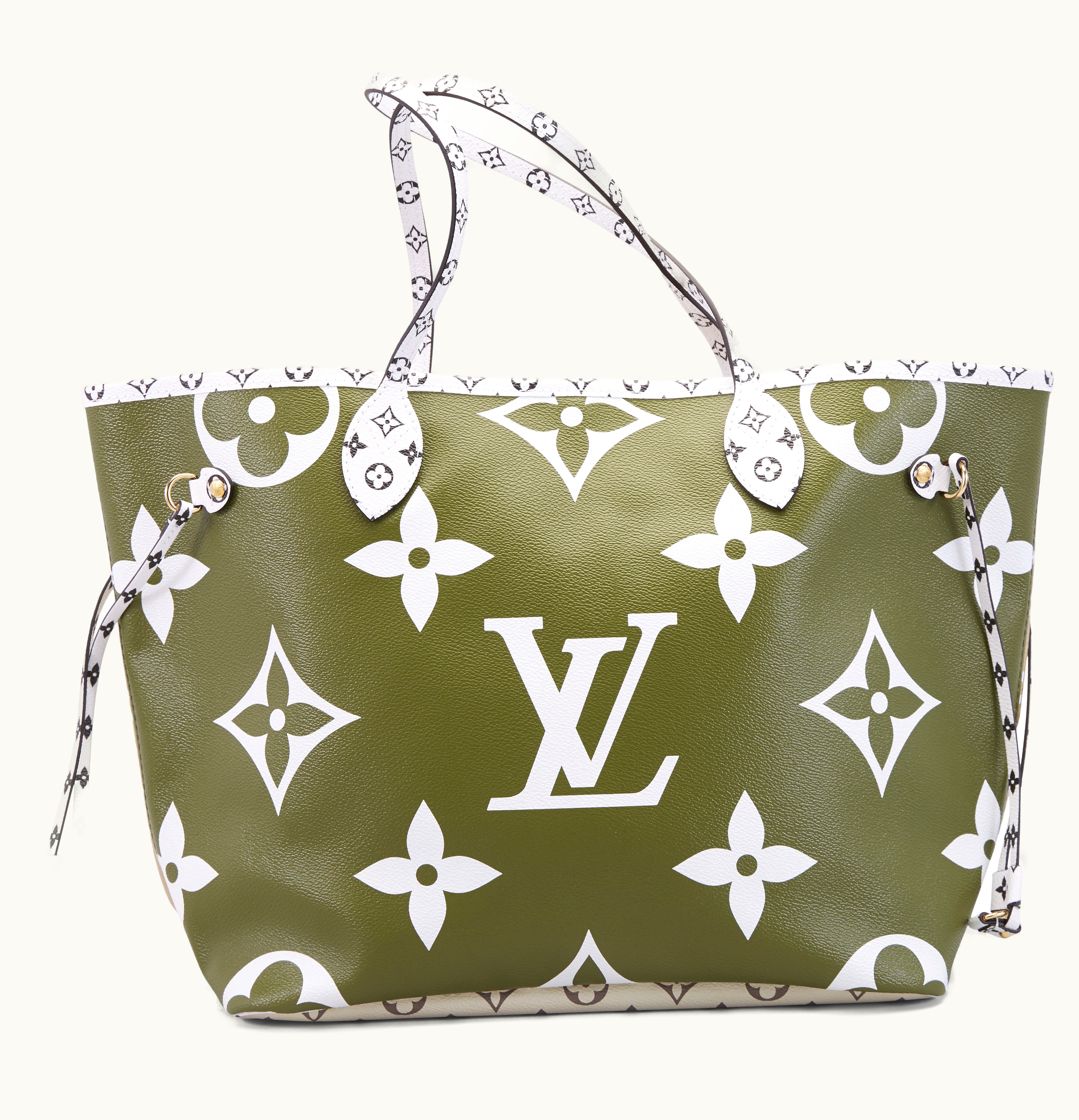 Louis Vuitton Louis Vuitton Neverfull Giant Monogram Without Pouch MM Khaki Green Beige