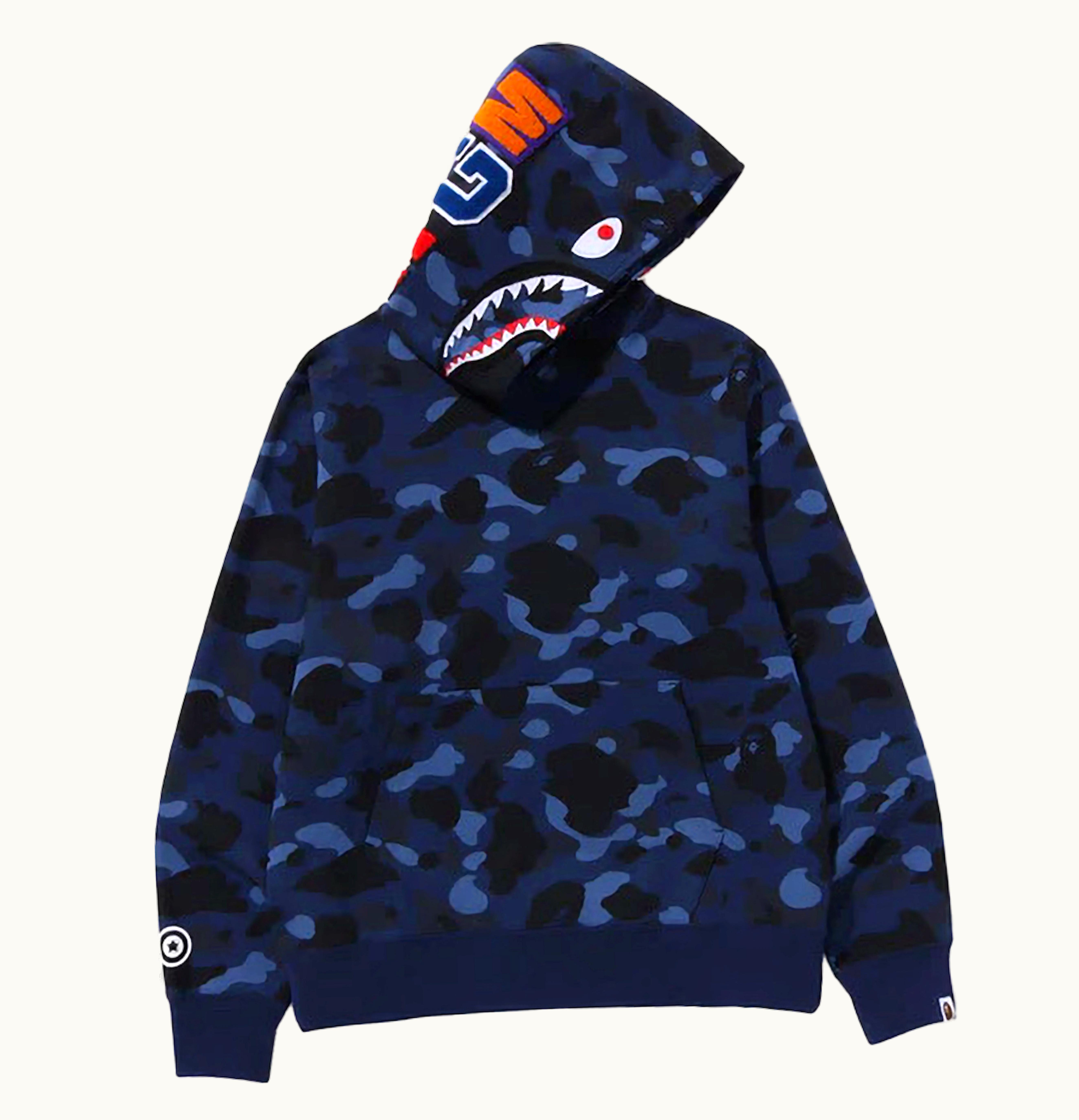 BAPE BAPE Color Camo Shark Pullover Hoodie Navy