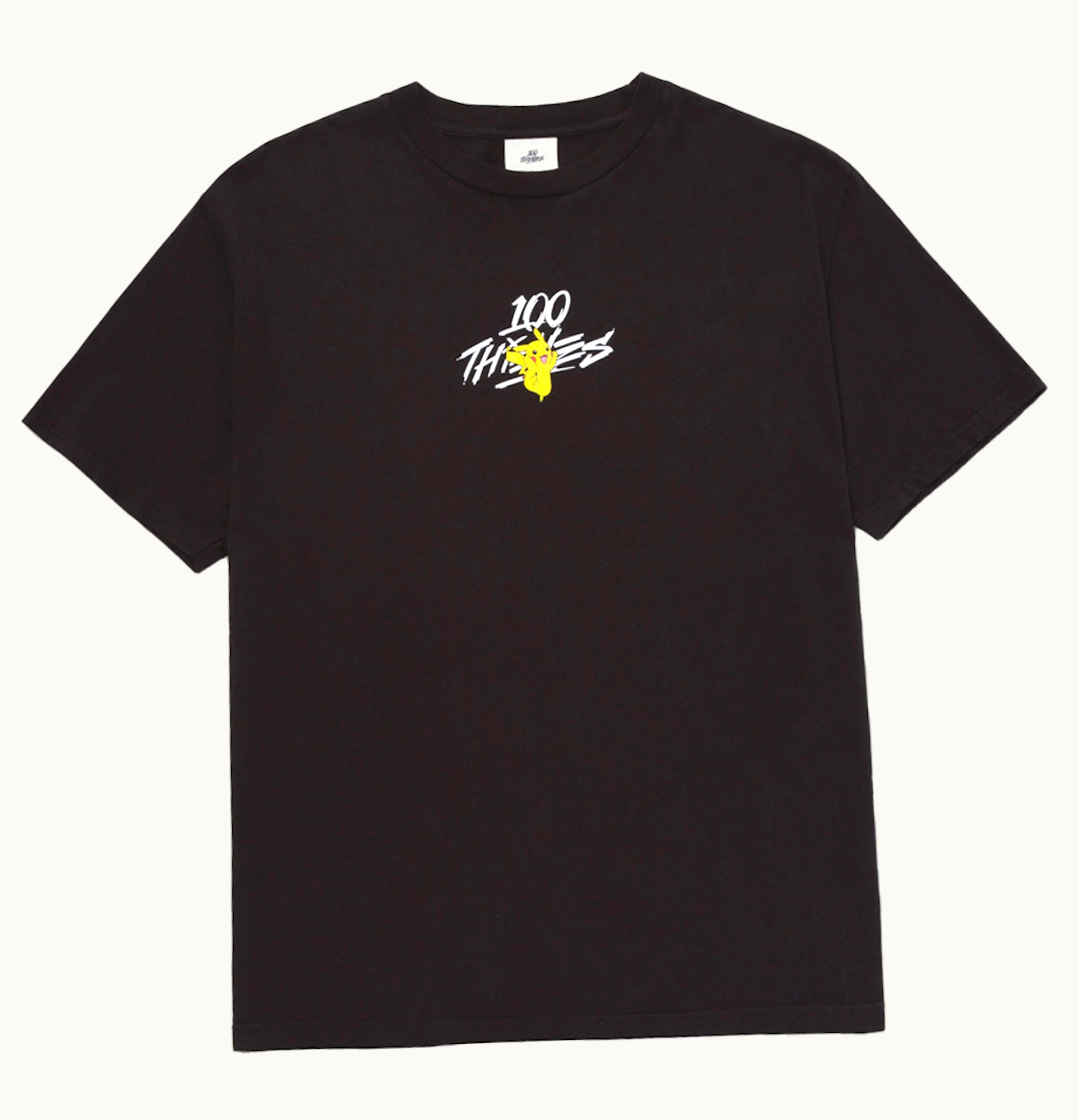 100 Thieves X Pokemon Pikachu Core T Shirt Washed Black