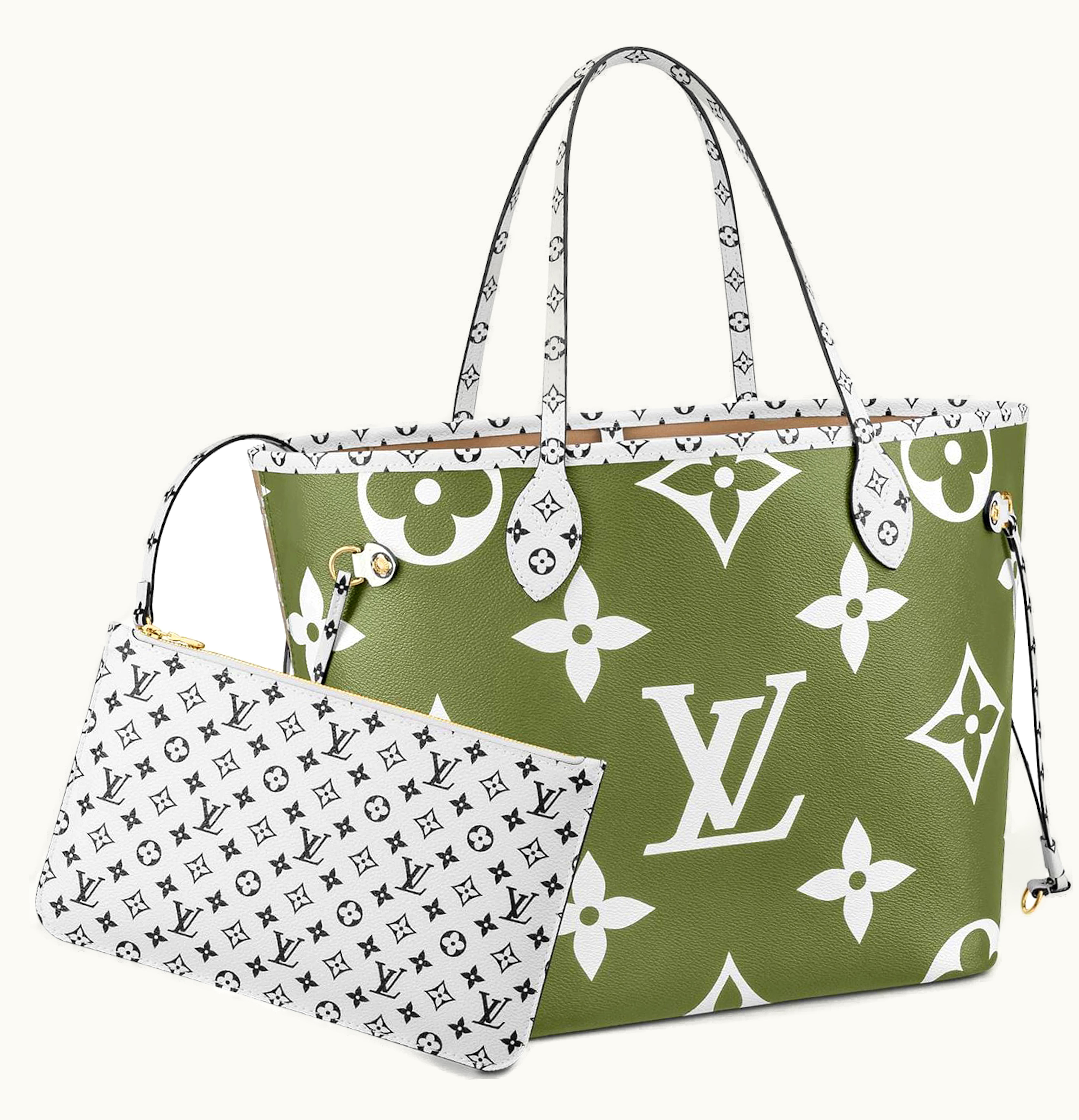Louis Vuitton Louis Vuitton Neverfull Giant Monogram MM Khaki Green Beige