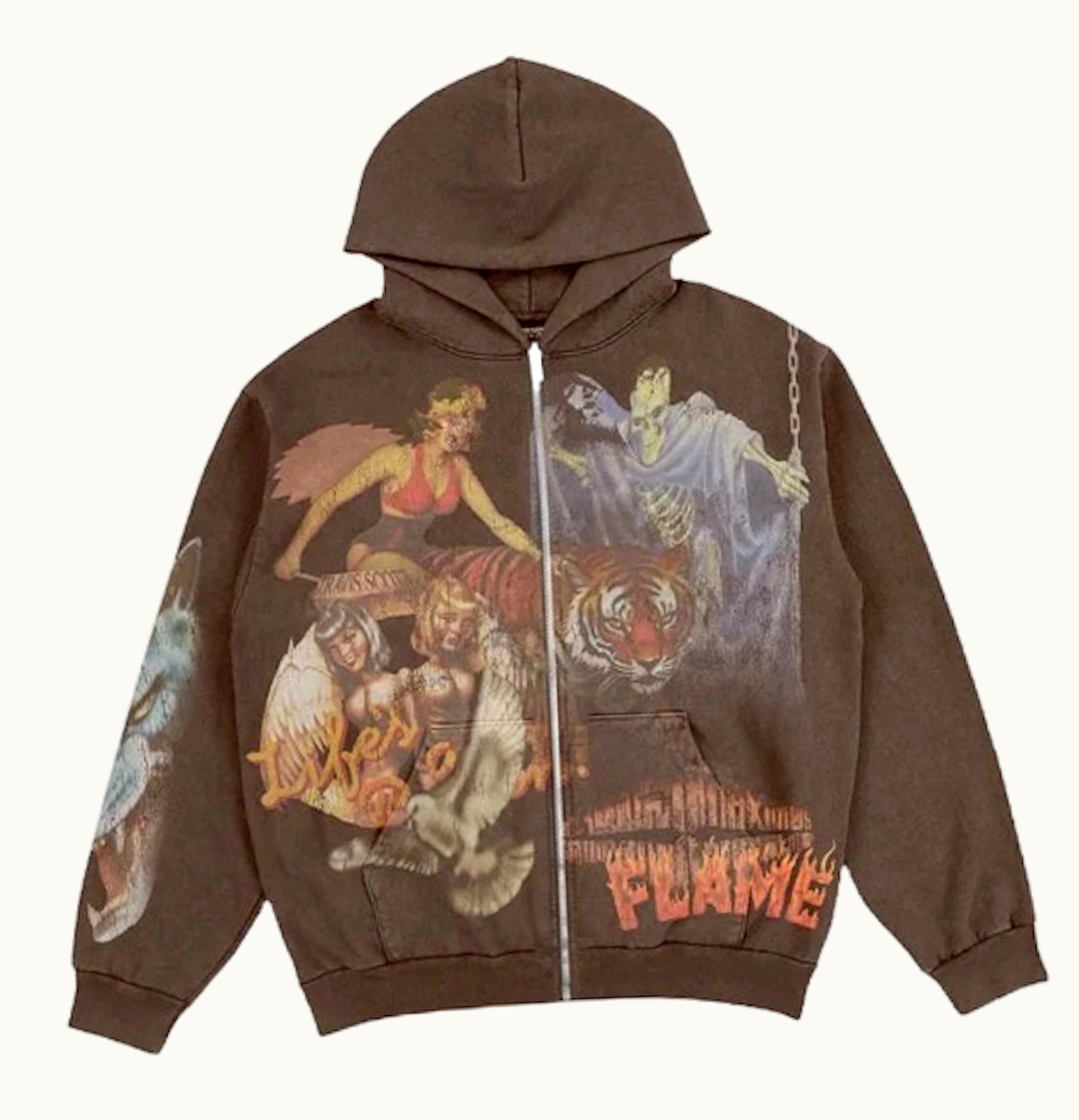 Travis Scott Travis Scott Utopia Circus Maximus 2023 Tour Zip Up Hoodie Brown