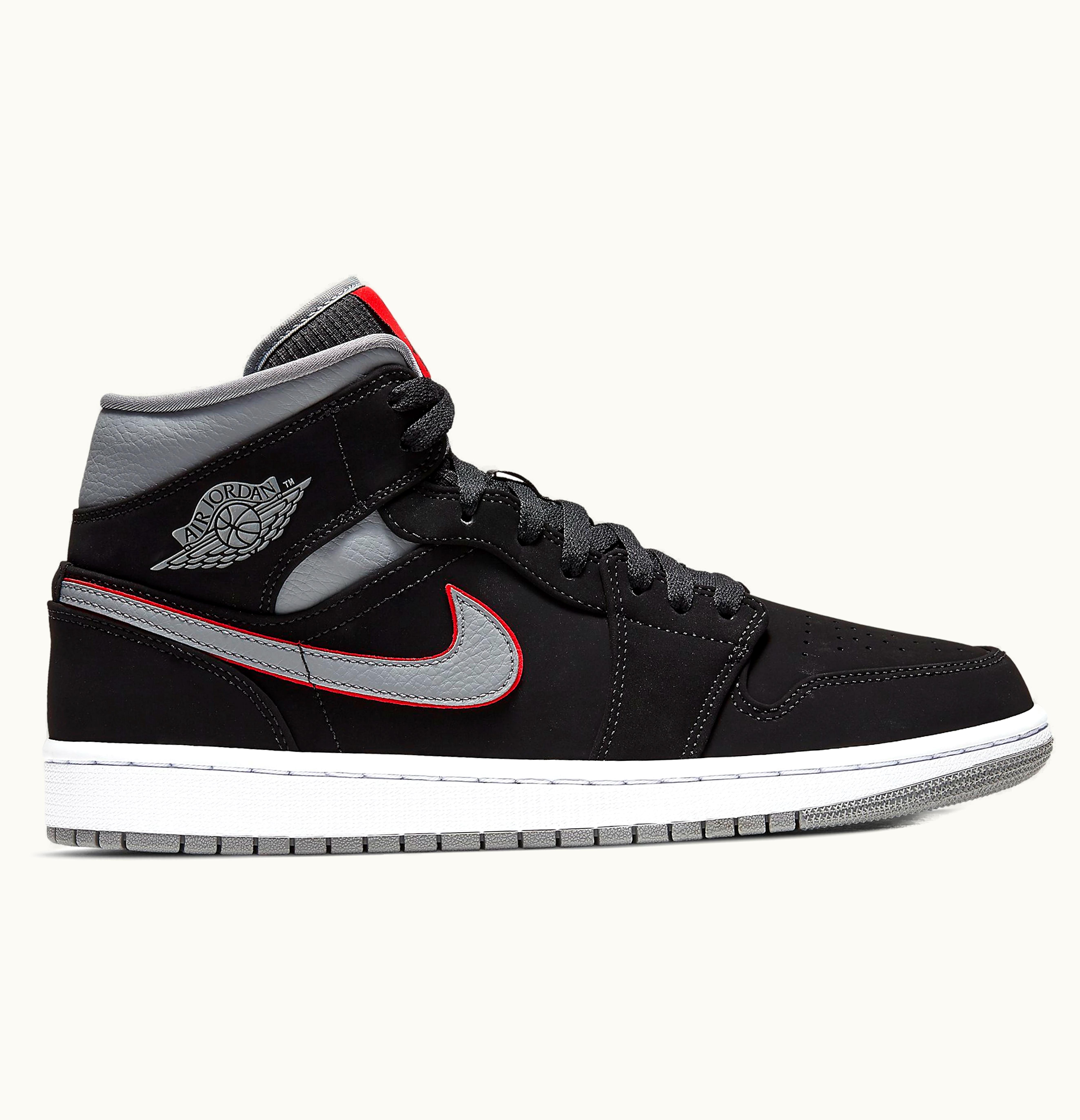 Jordan Air Jordan 1 Mid Black Particle Grey Gym Red