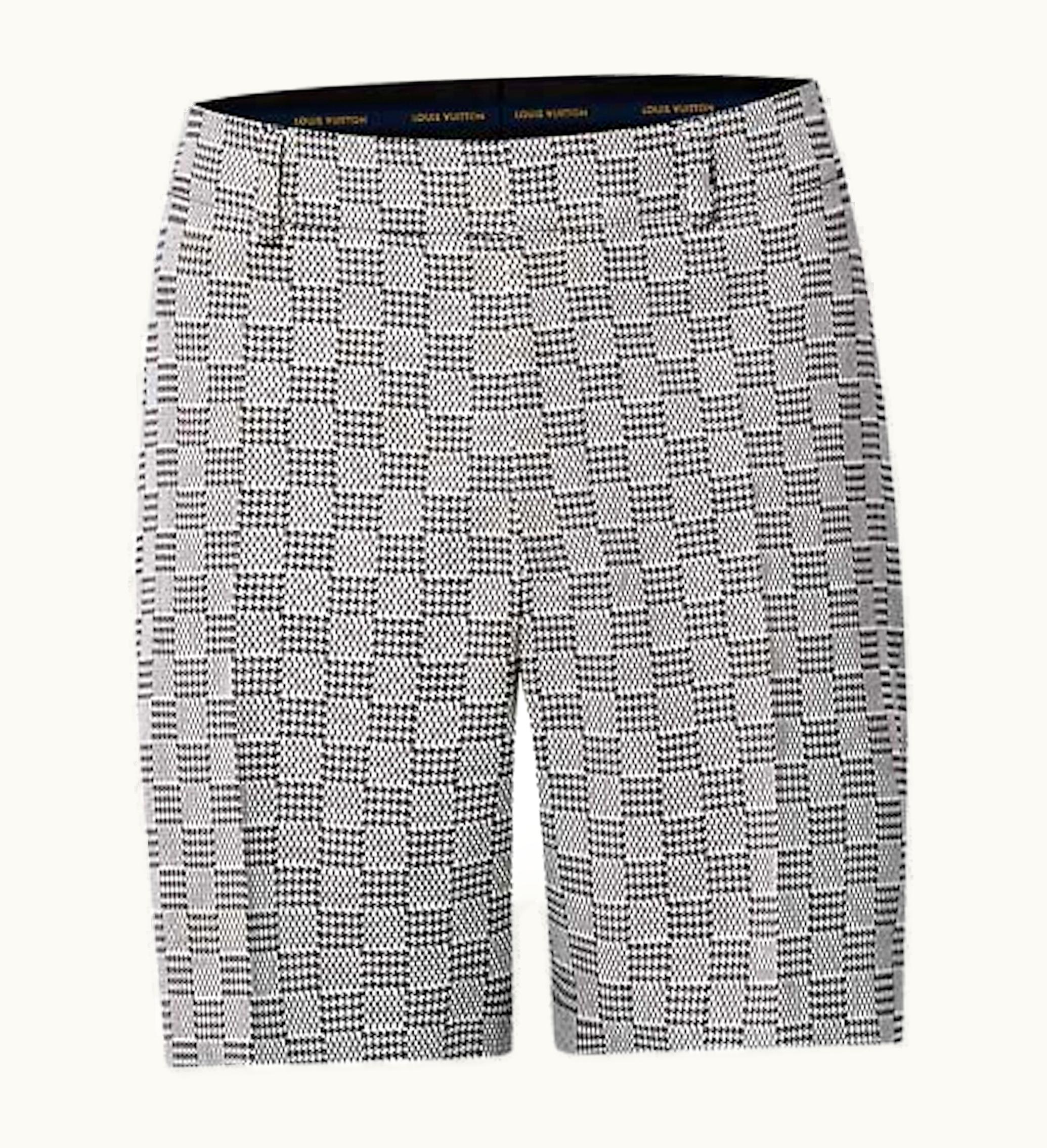 Louis Vuitton Louis Vuitton Damier Hounds Tooth Slim Wool Shorts Black White