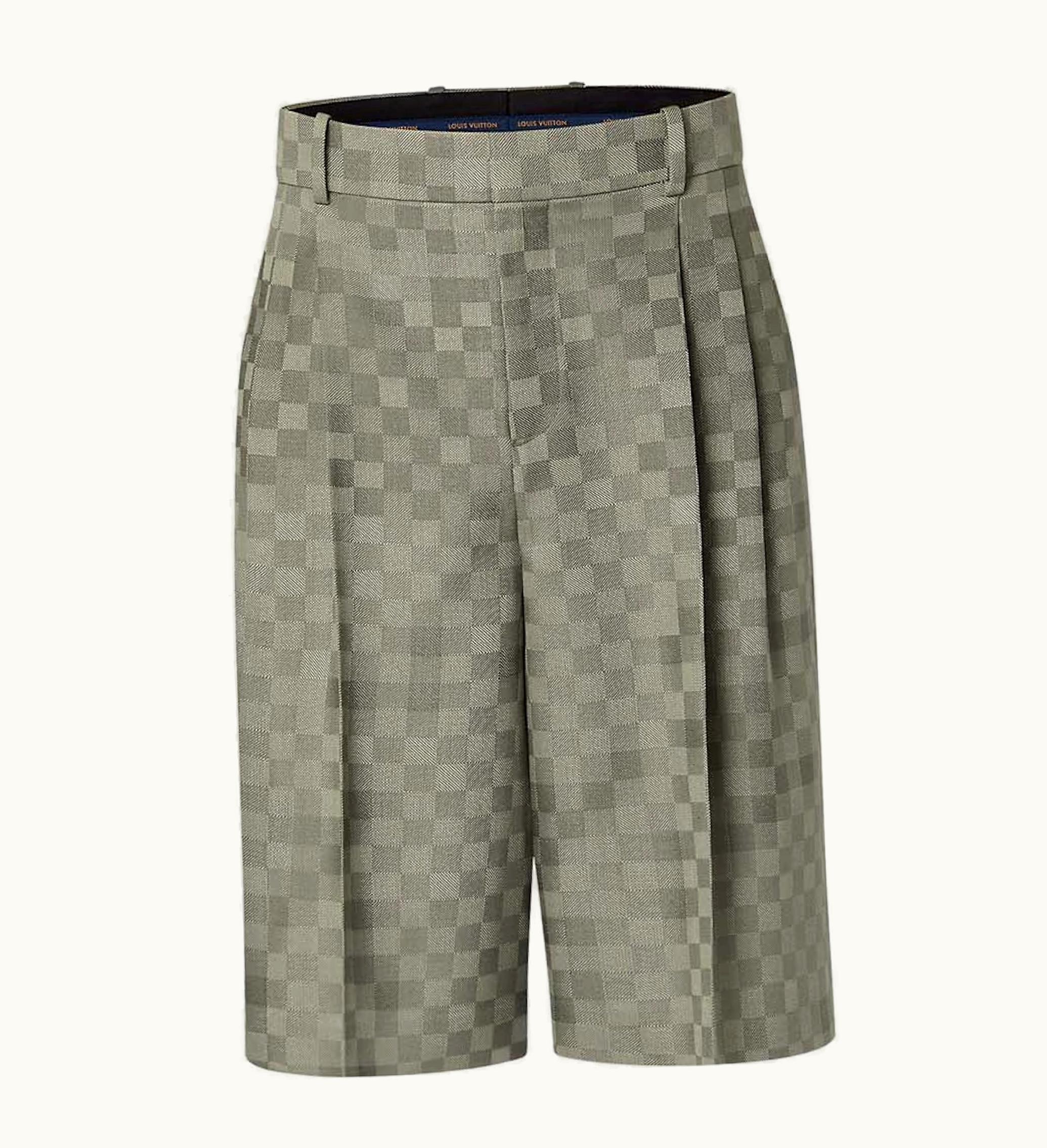 Louis Vuitton Louis Vuitton Tailored Wide Damier Damoflage Wool Shorts Grey