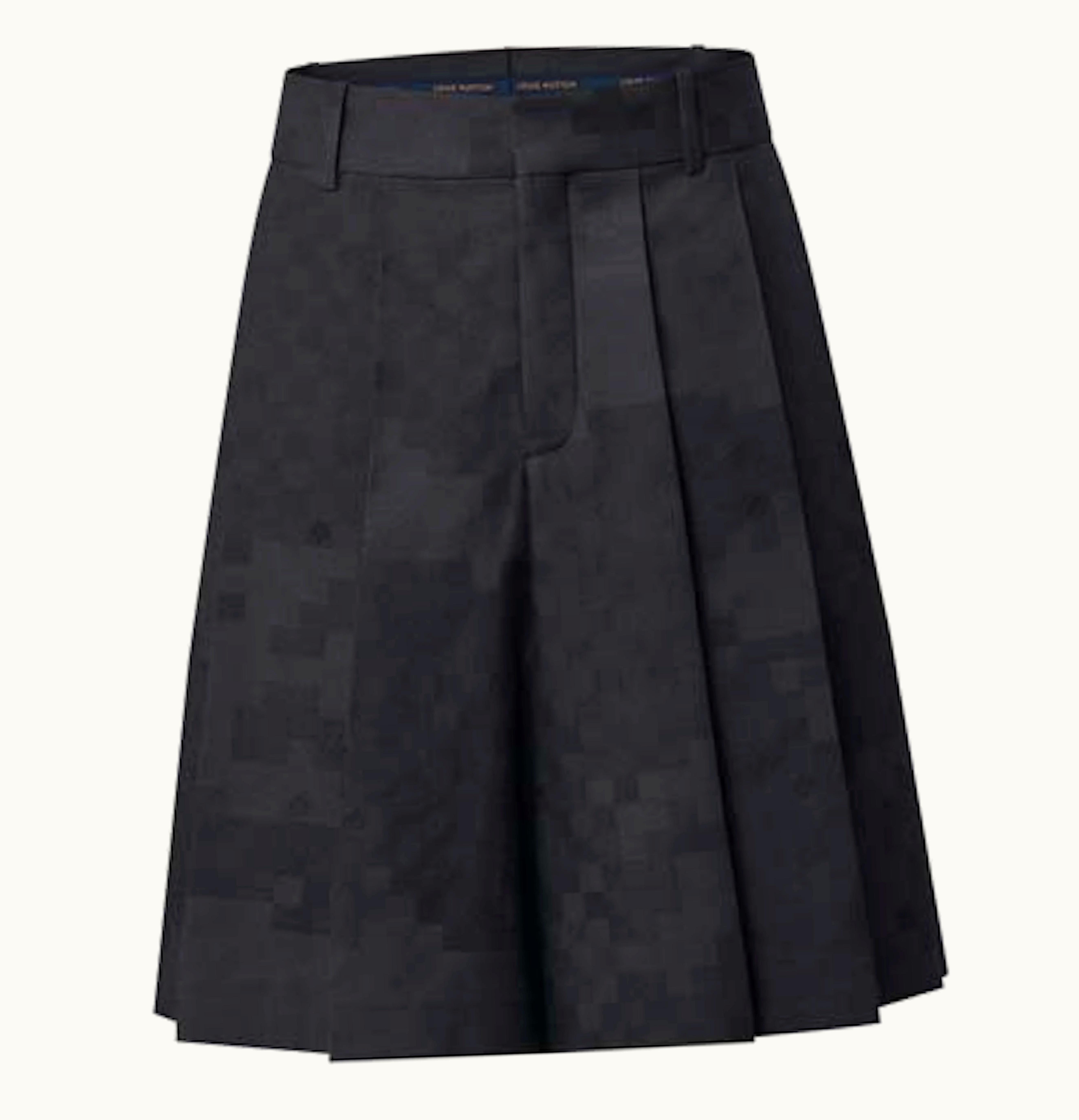 Louis Vuitton Louis Vuitton Pleated Silk And Wool Blend Damier Shorts Black Damoflage