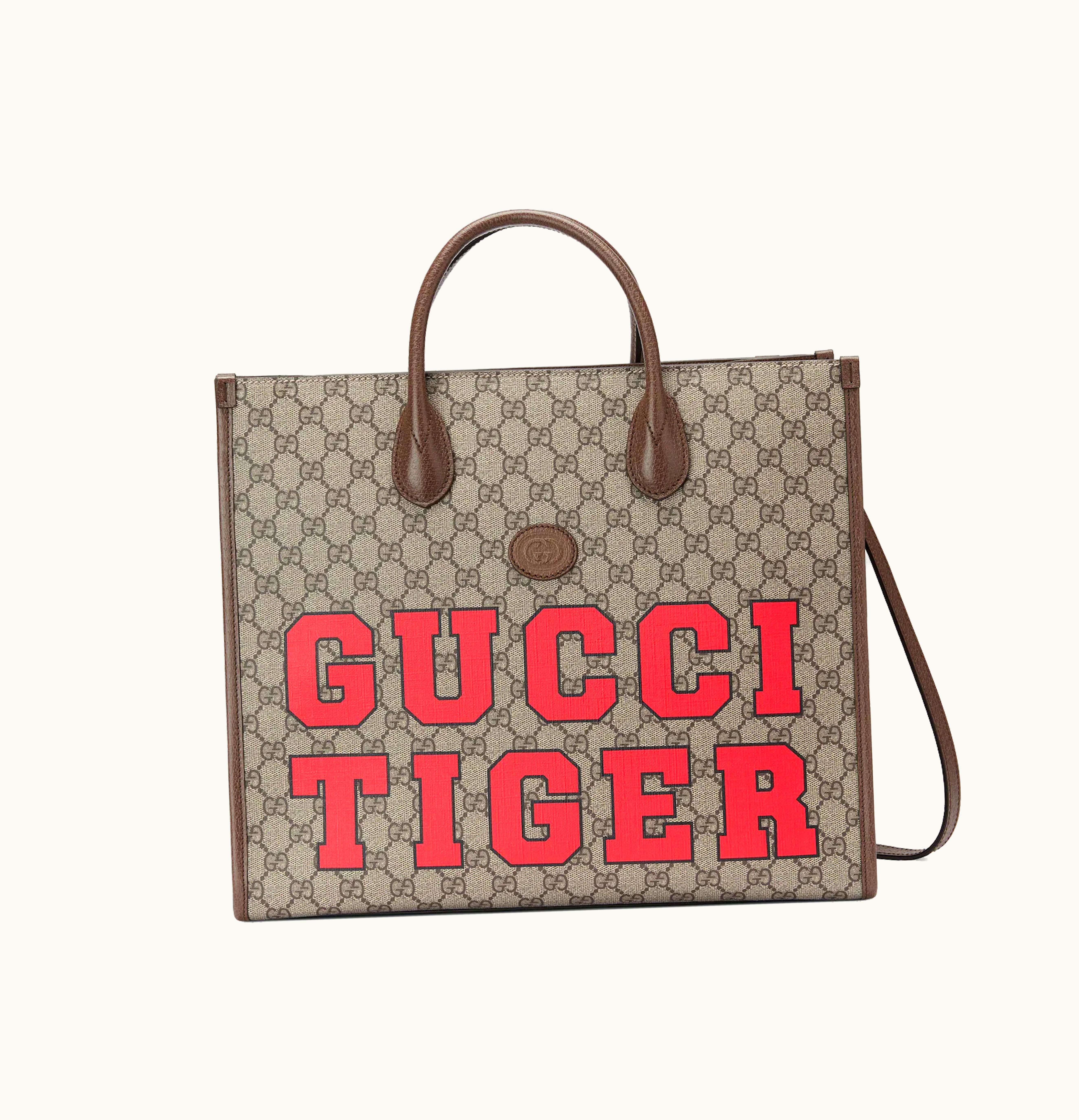 Gucci Gucci Tiger GG Medium Tote Bag Beige Ebony